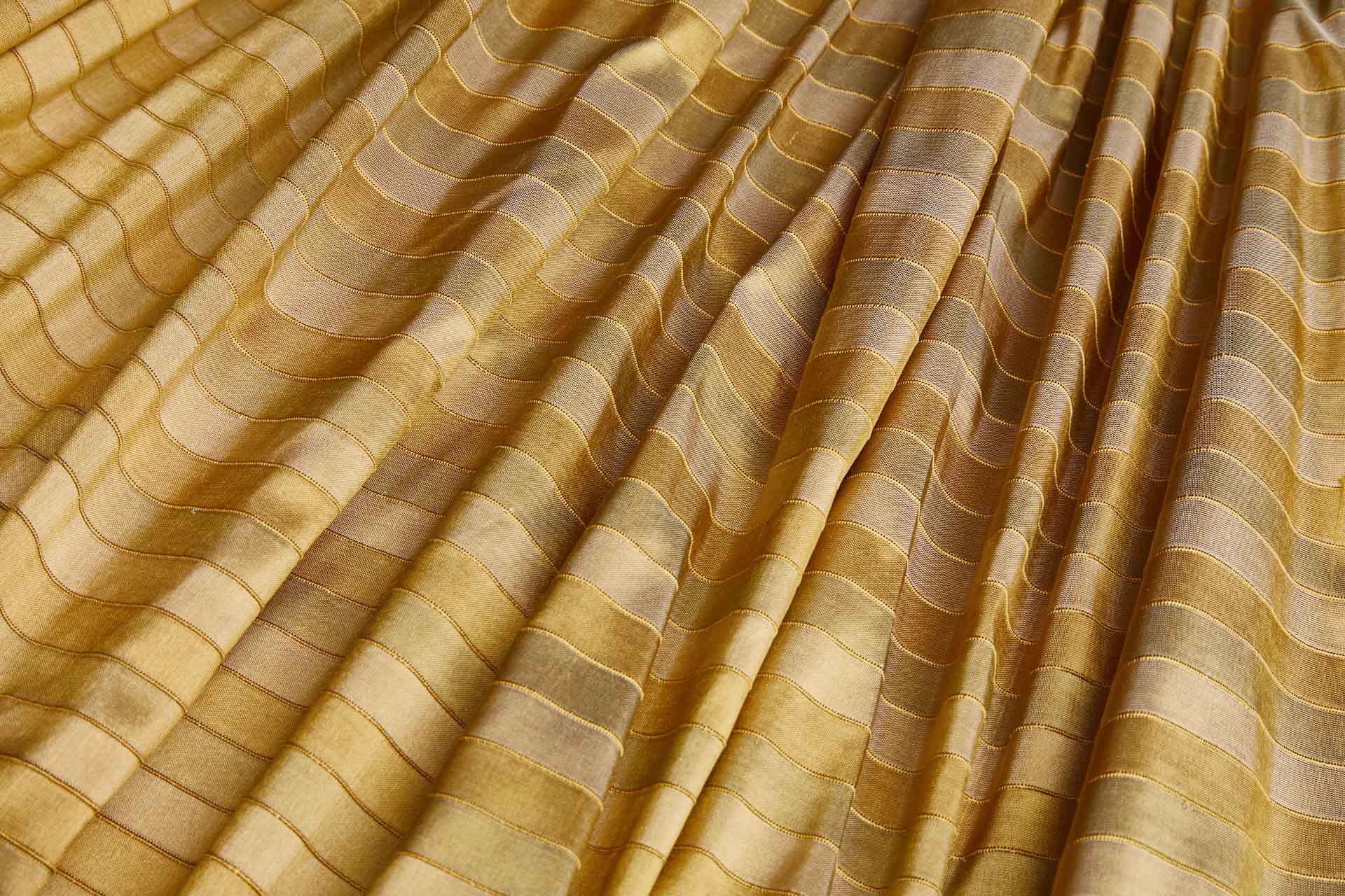 Wide Striped Silk Dupion - Gold and Green fabric, image 5 of 6