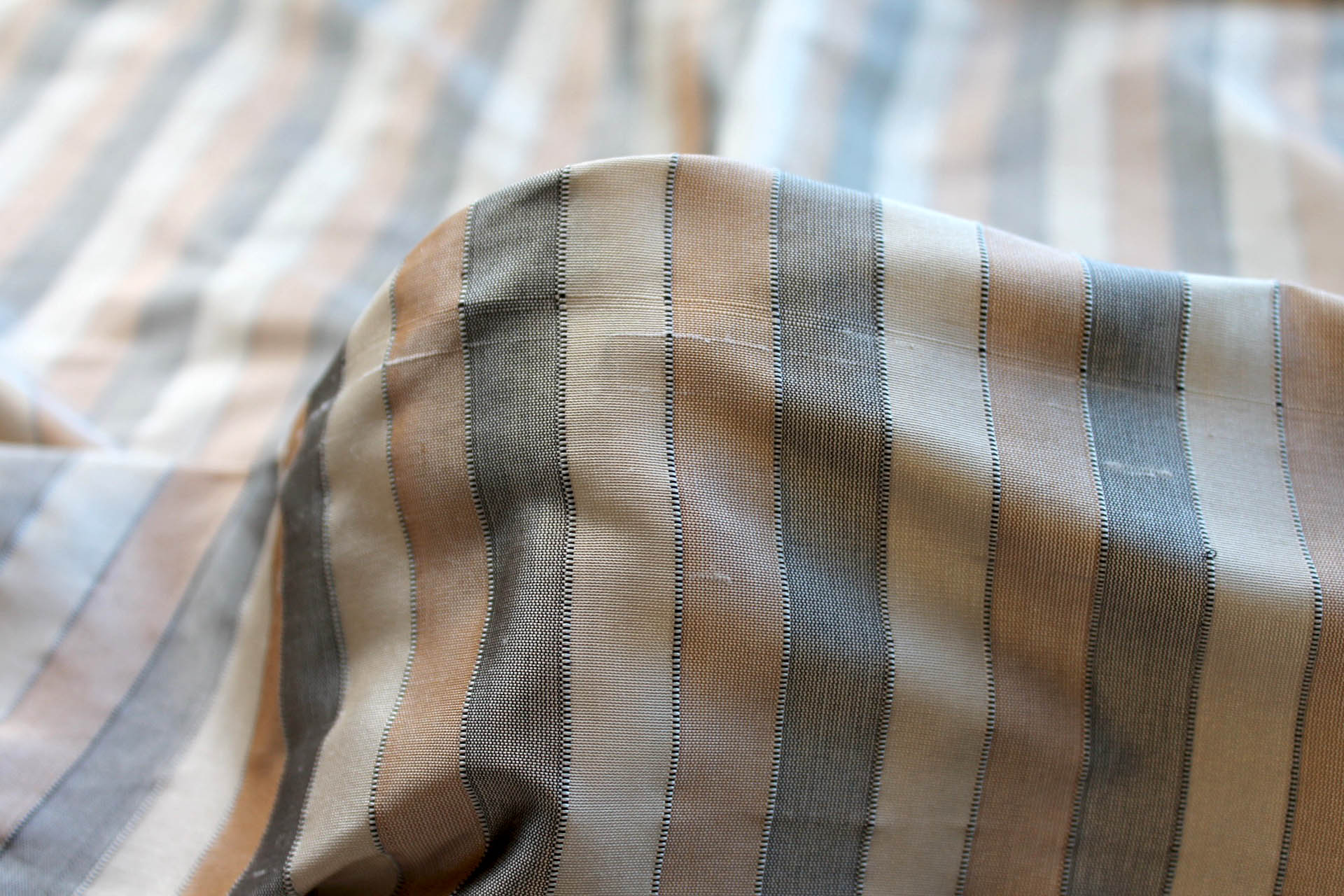 Wide Striped Silk Dupion - Beige and Black fabric, image 3 of 5