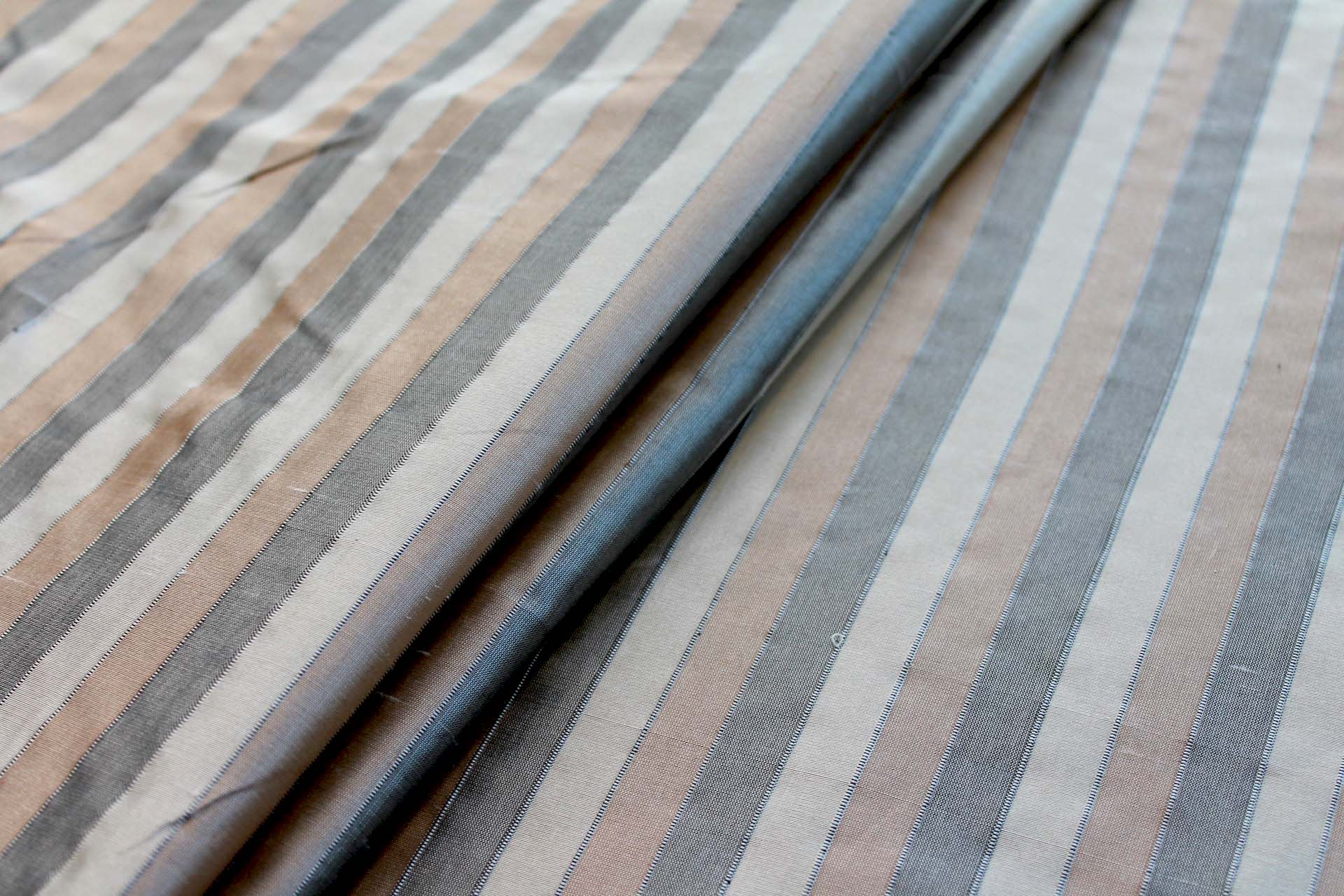 Wide Striped Silk Dupion - Beige and Black fabric, image 4 of 5