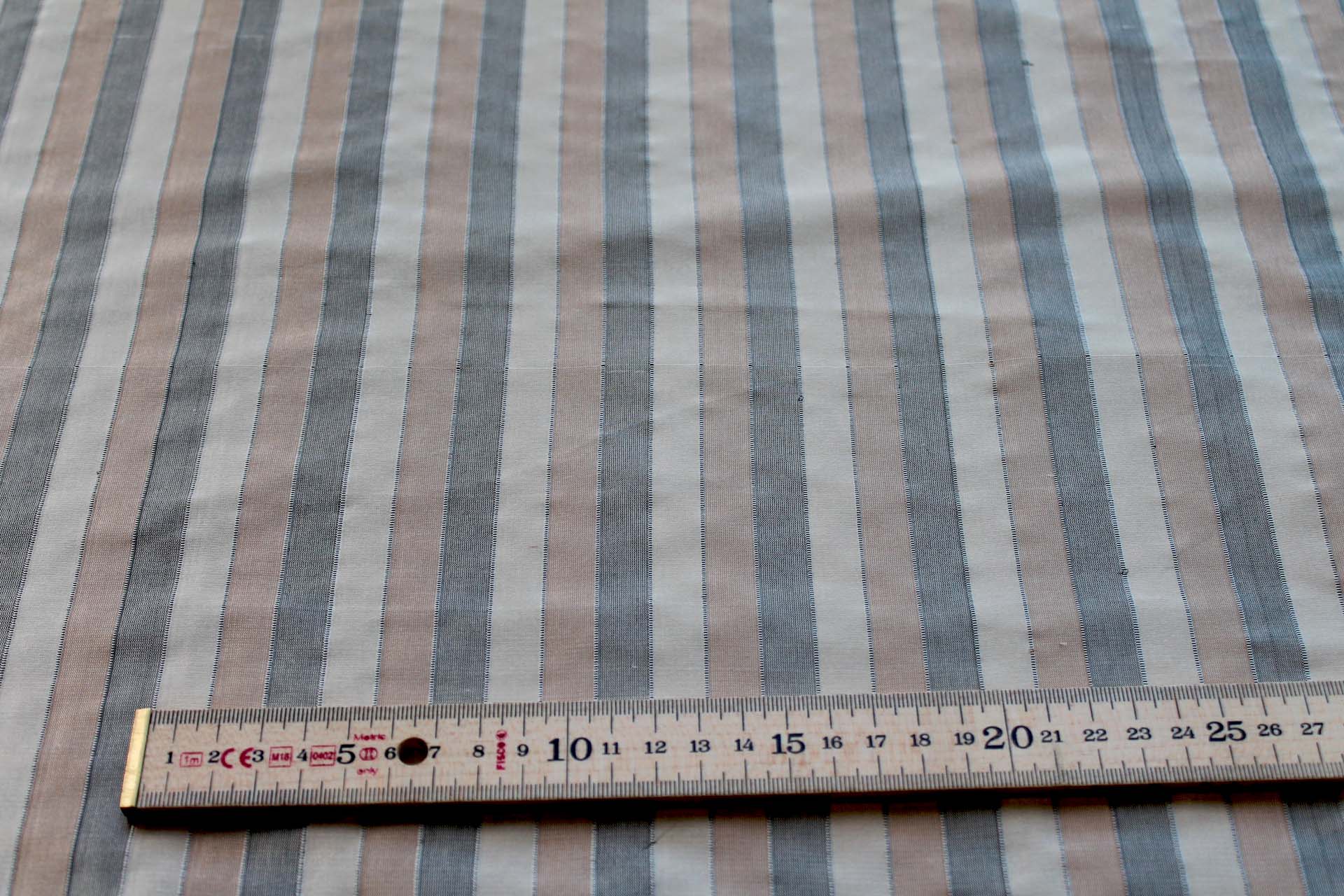 Wide Striped Silk Dupion - Beige and Black fabric, image 5 of 5
