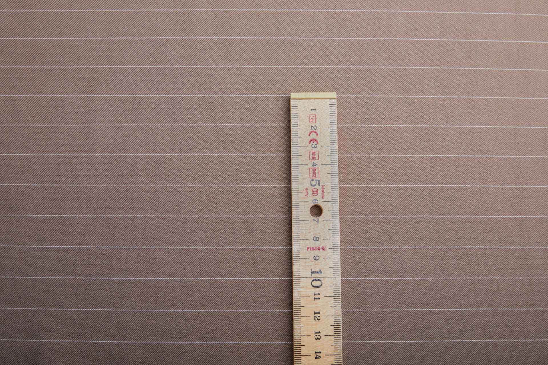 Viscose Suiting - Camel Brown with White Pinstripe fabric, image 3 of 6