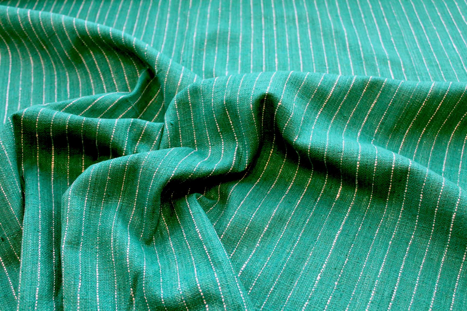 Pinstripe Silk Matka - Green fabric, image 4 of 5
