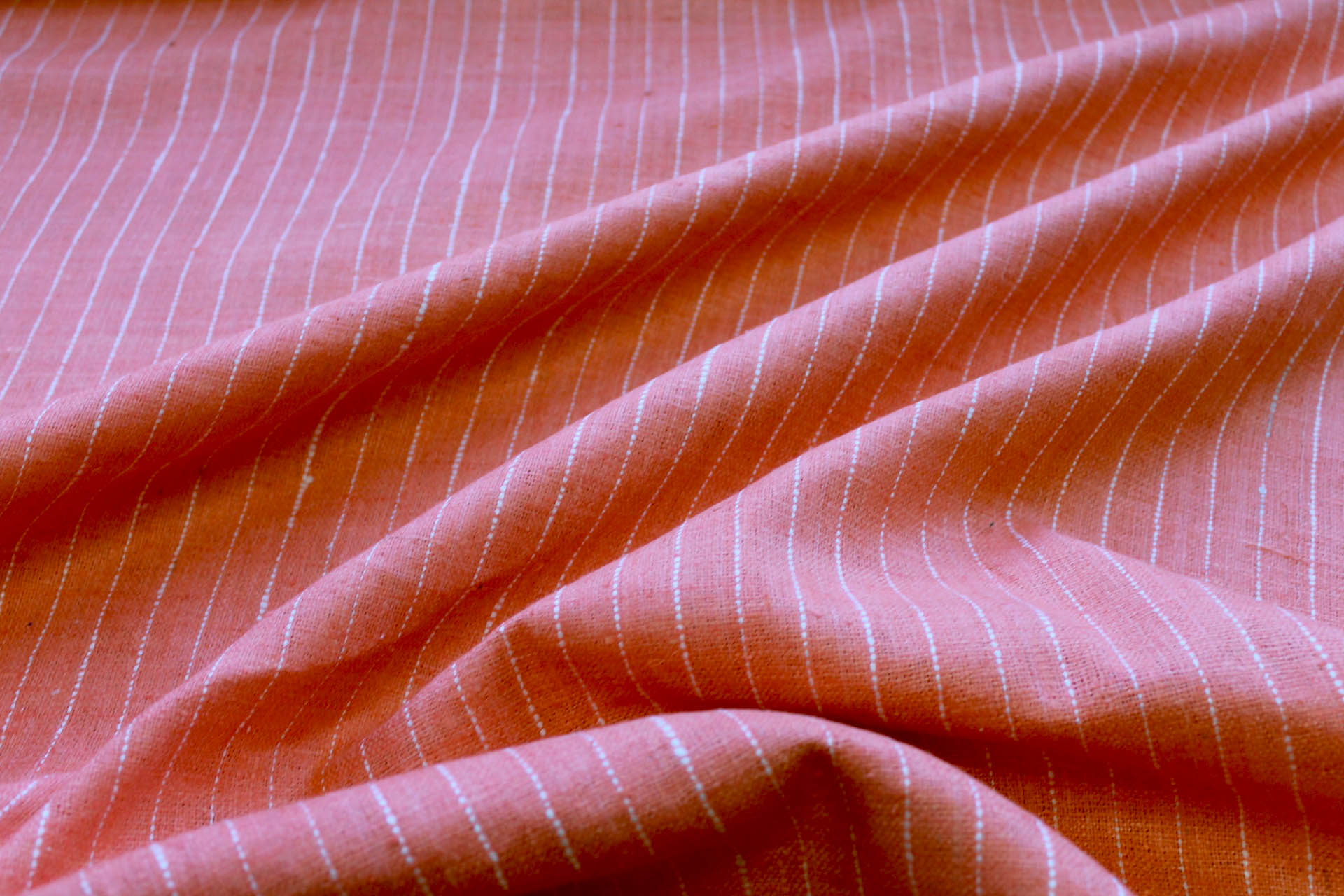 Pinstripe Silk Matka - Pale Tangerine fabric, image 4 of 5