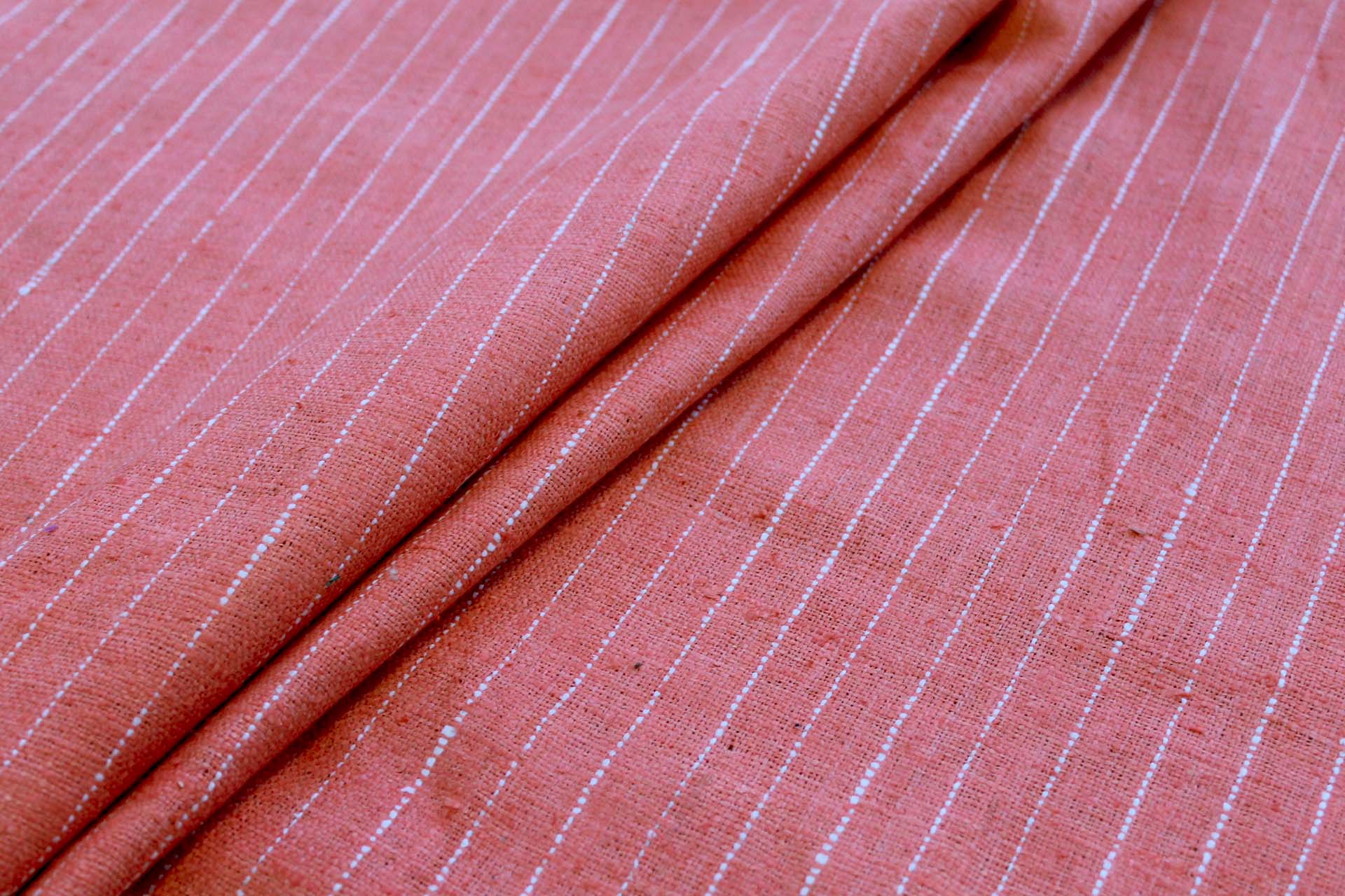 Pinstripe Silk Matka - Pale Tangerine fabric, image 5 of 5