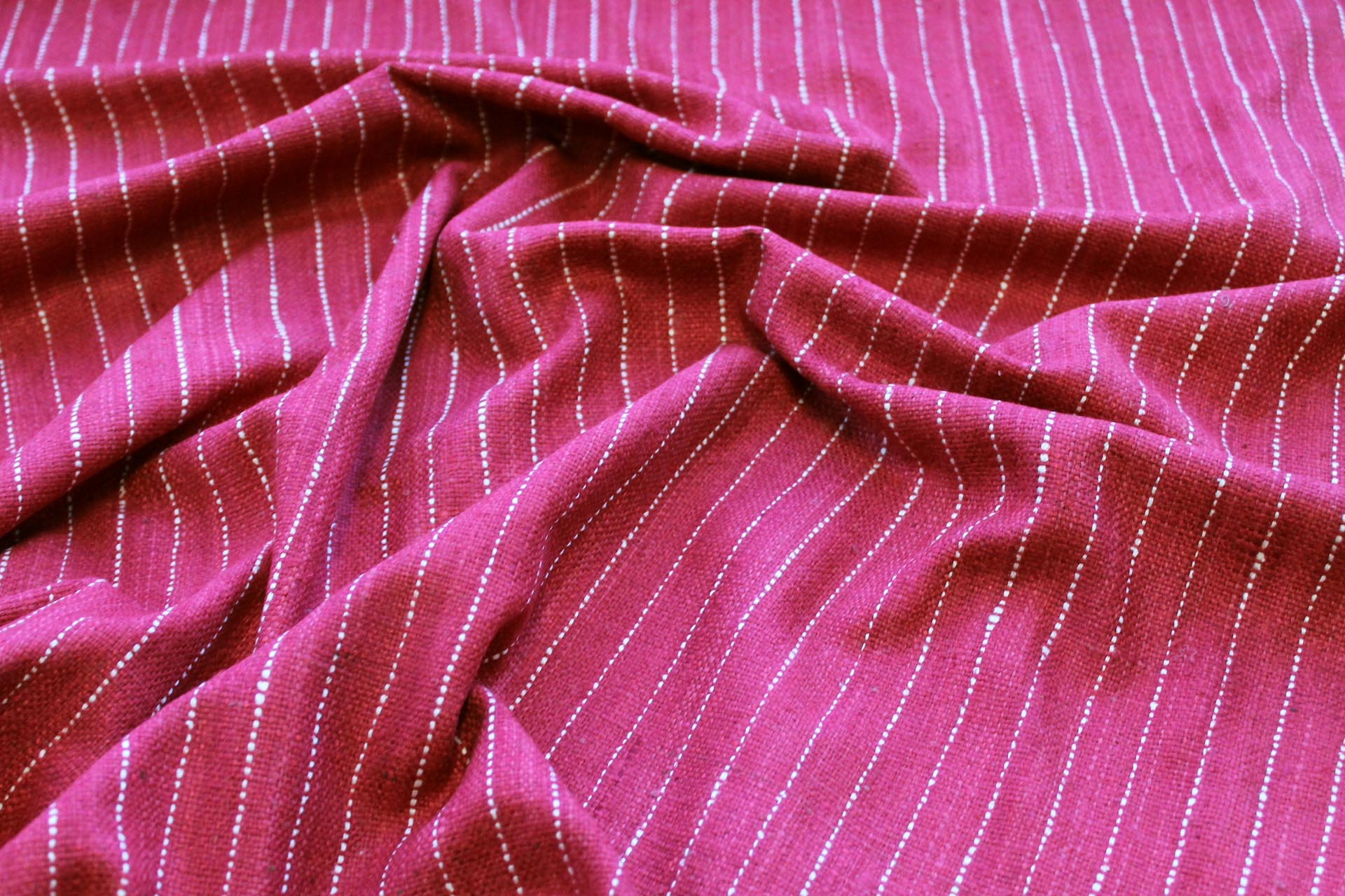 Pinstripe Silk Matka - Wine fabric, image 2 of 6