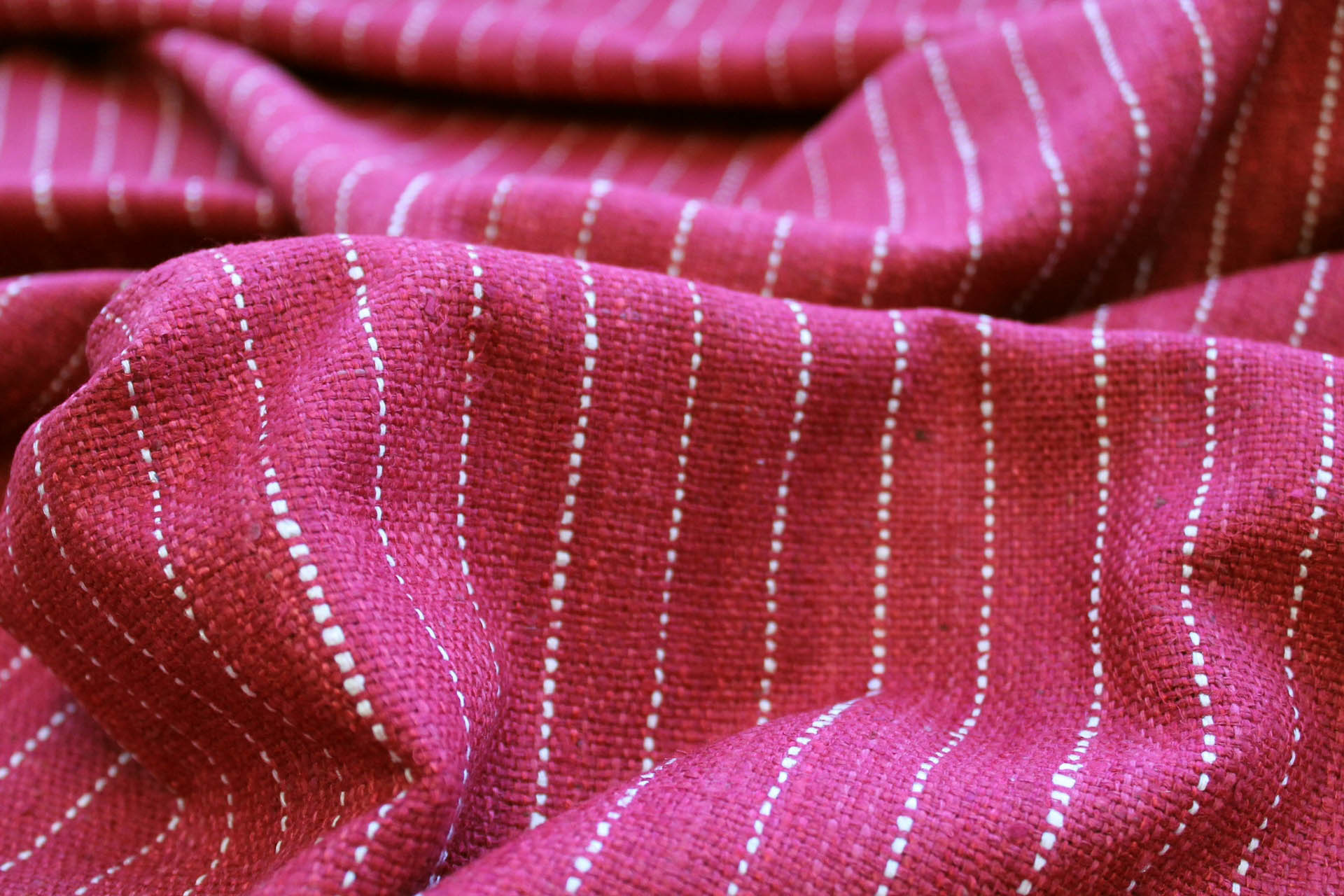 Pinstripe Silk Matka - Wine fabric, image 3 of 6