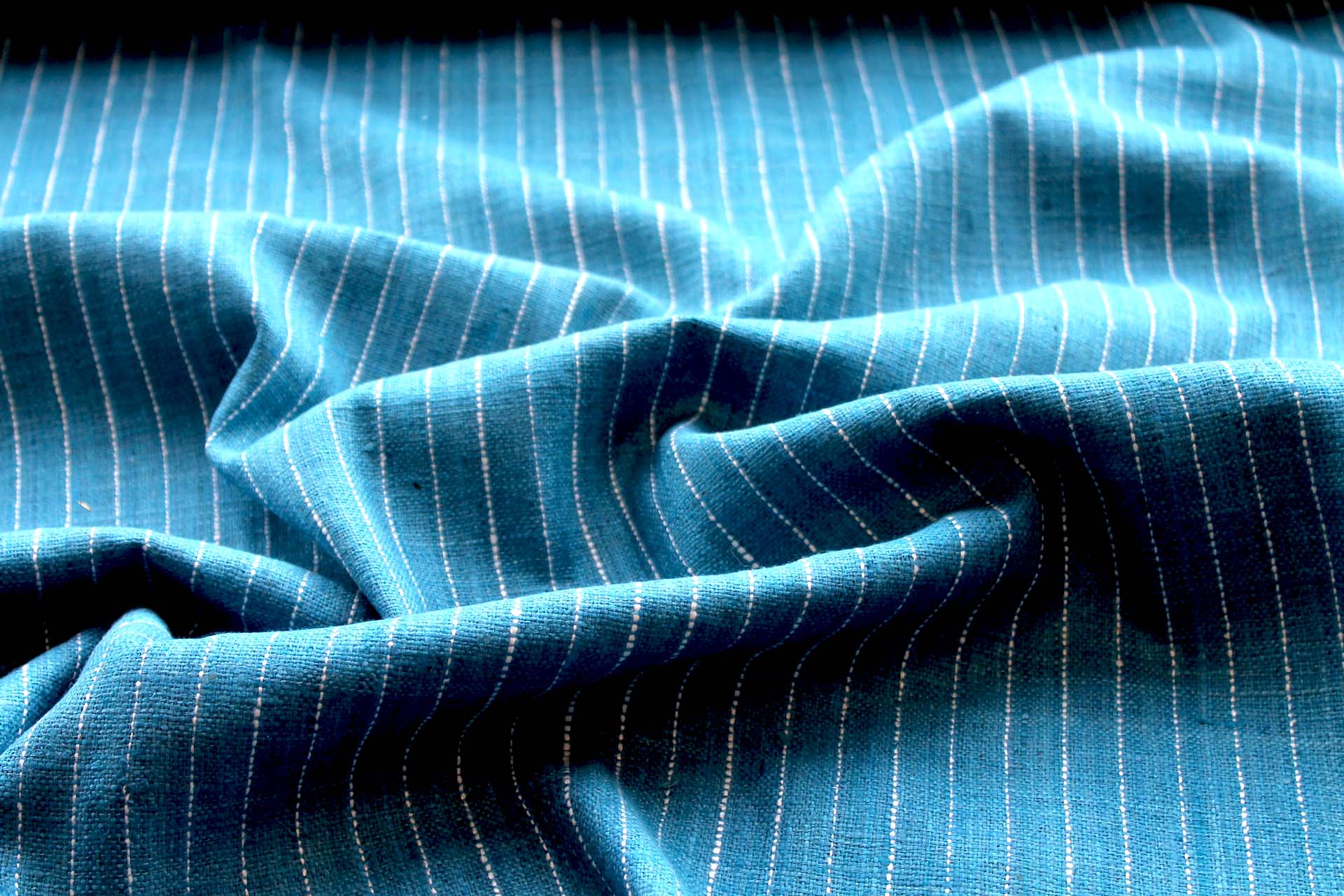 Pinstripe Silk Matka - Teal fabric, image 3 of 5