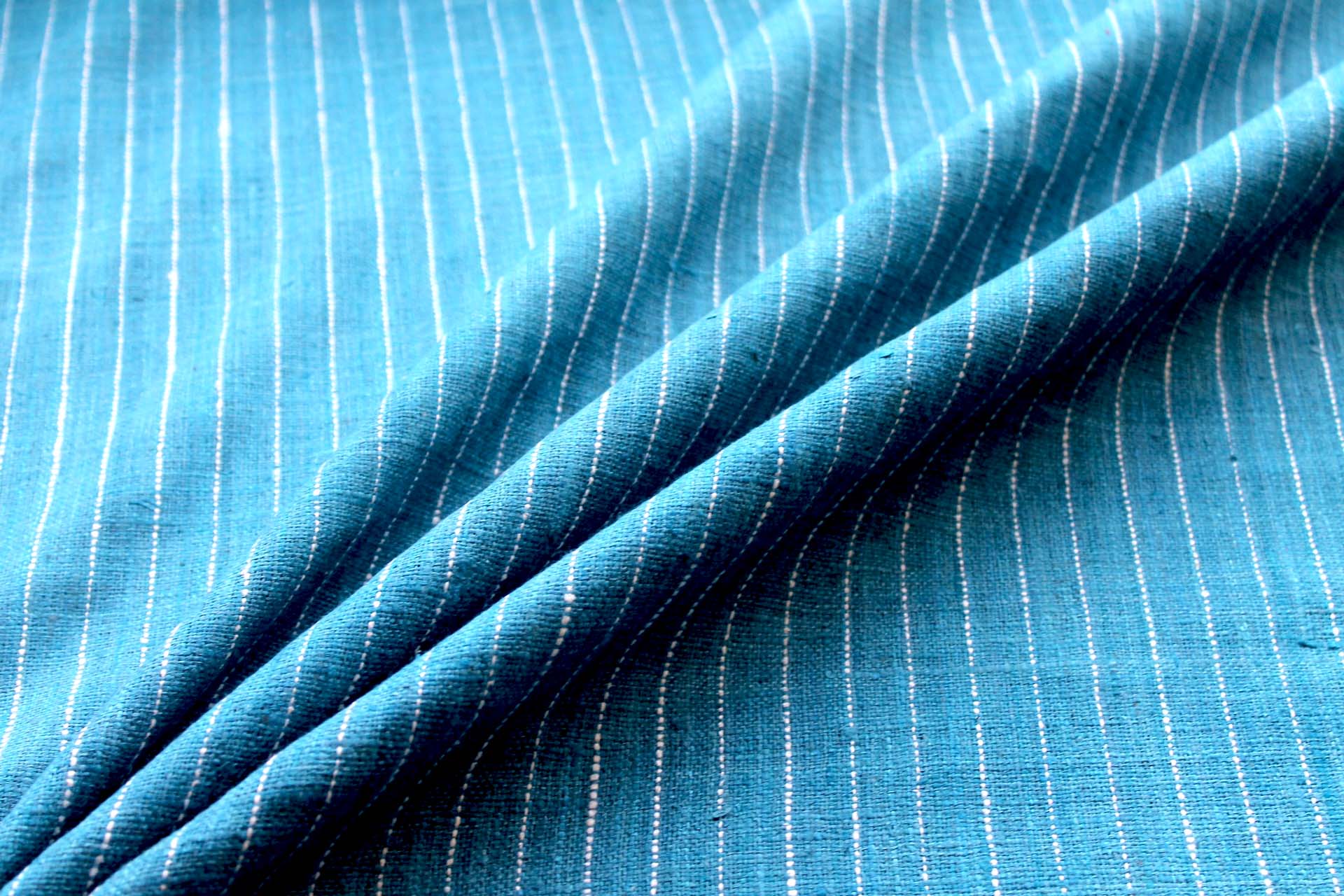 Pinstripe Silk Matka - Teal fabric, image 4 of 5