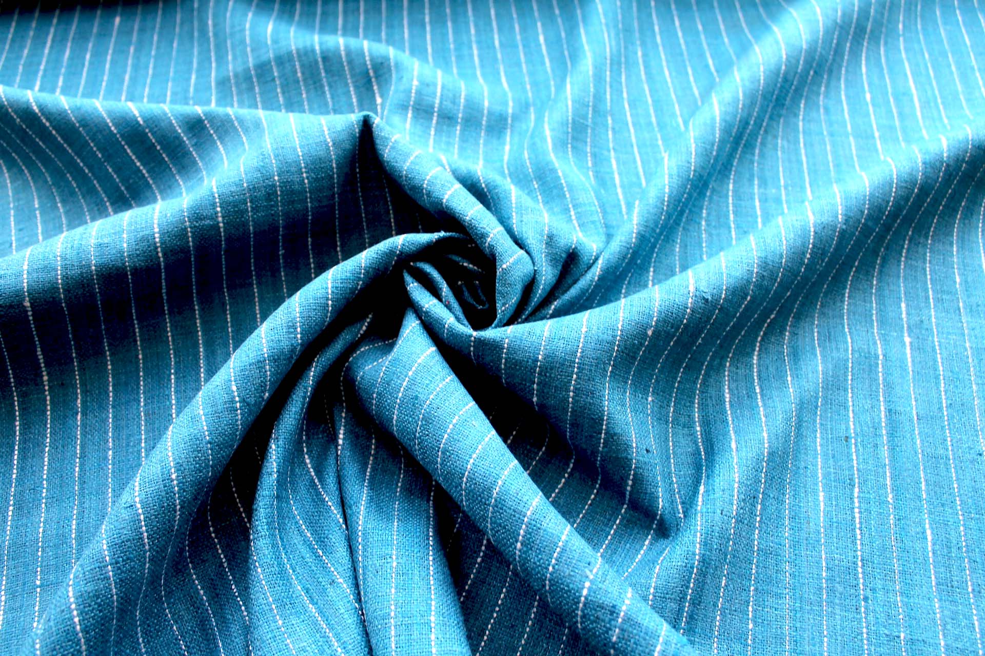 Pinstripe Silk Matka - Teal fabric