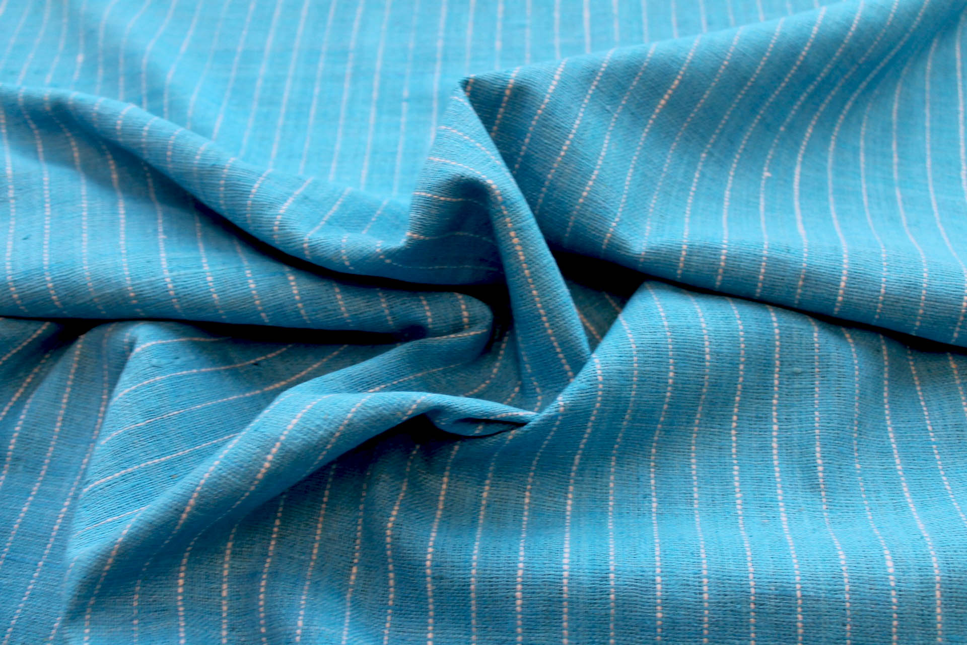 Pinstripe Silk Matka - Blue fabric, image 2 of 5