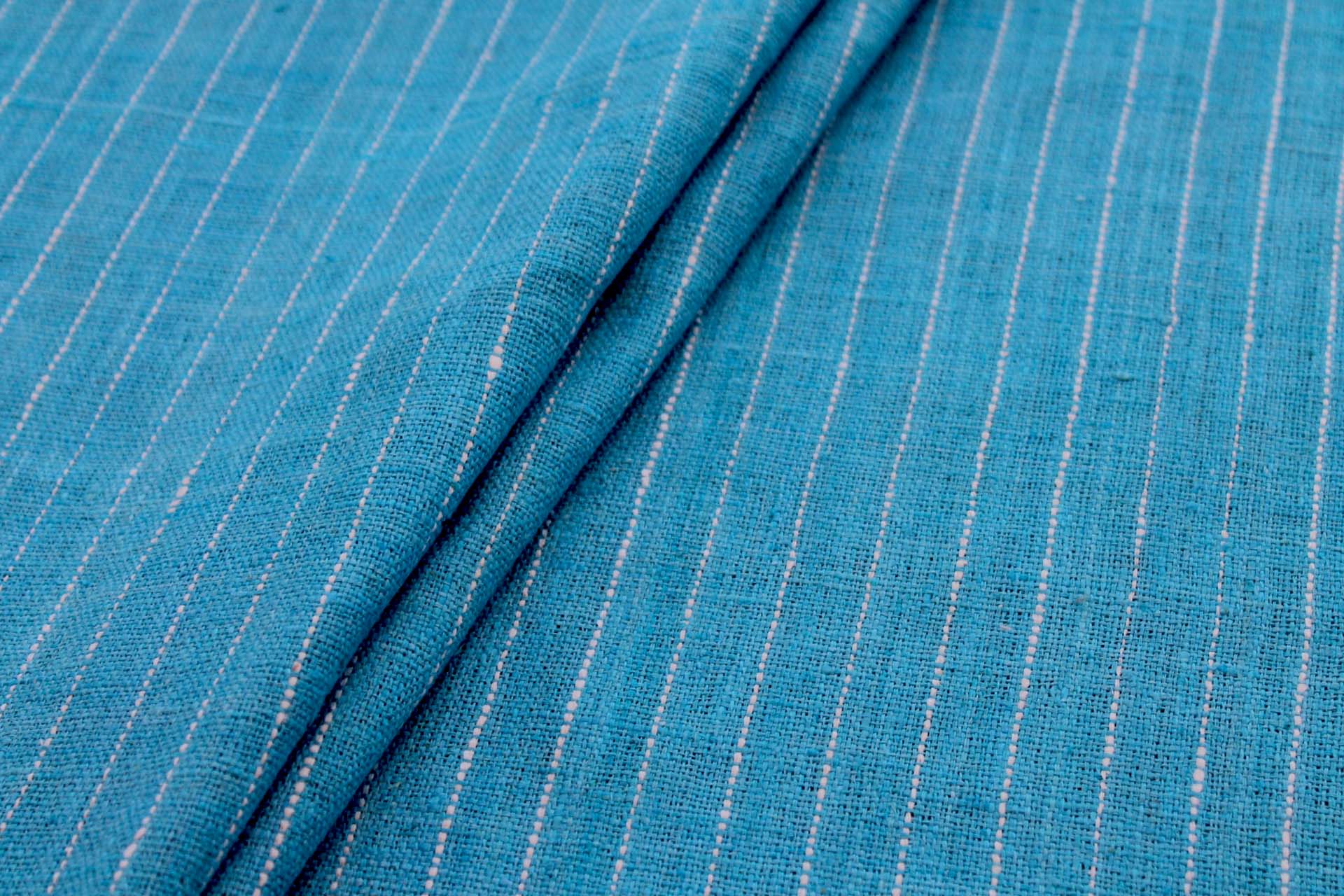 Pinstripe Silk Matka - Blue fabric, image 3 of 5