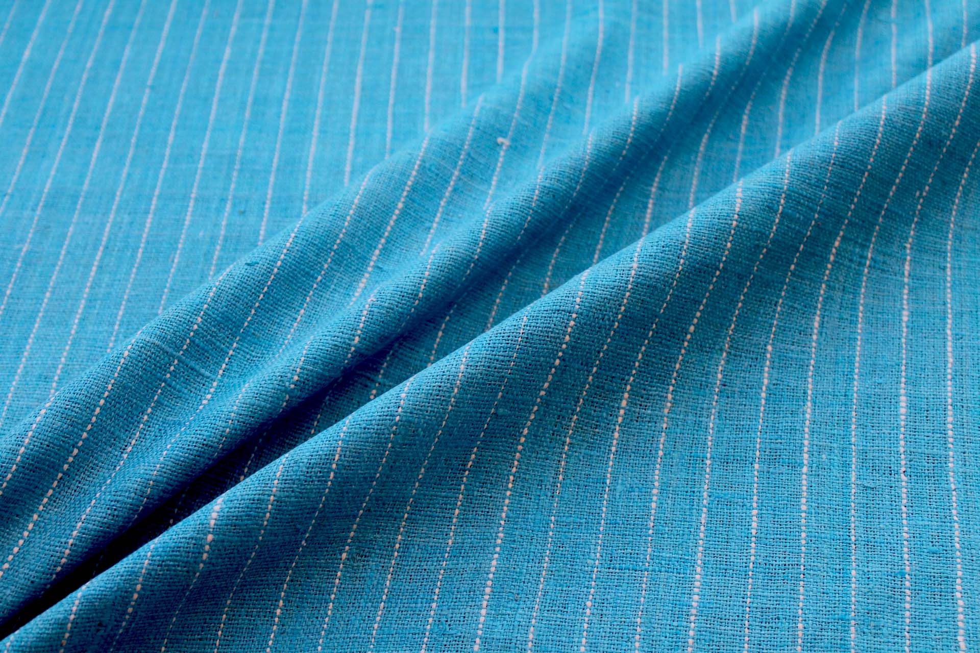 Pinstripe Silk Matka - Blue fabric, image 5 of 5