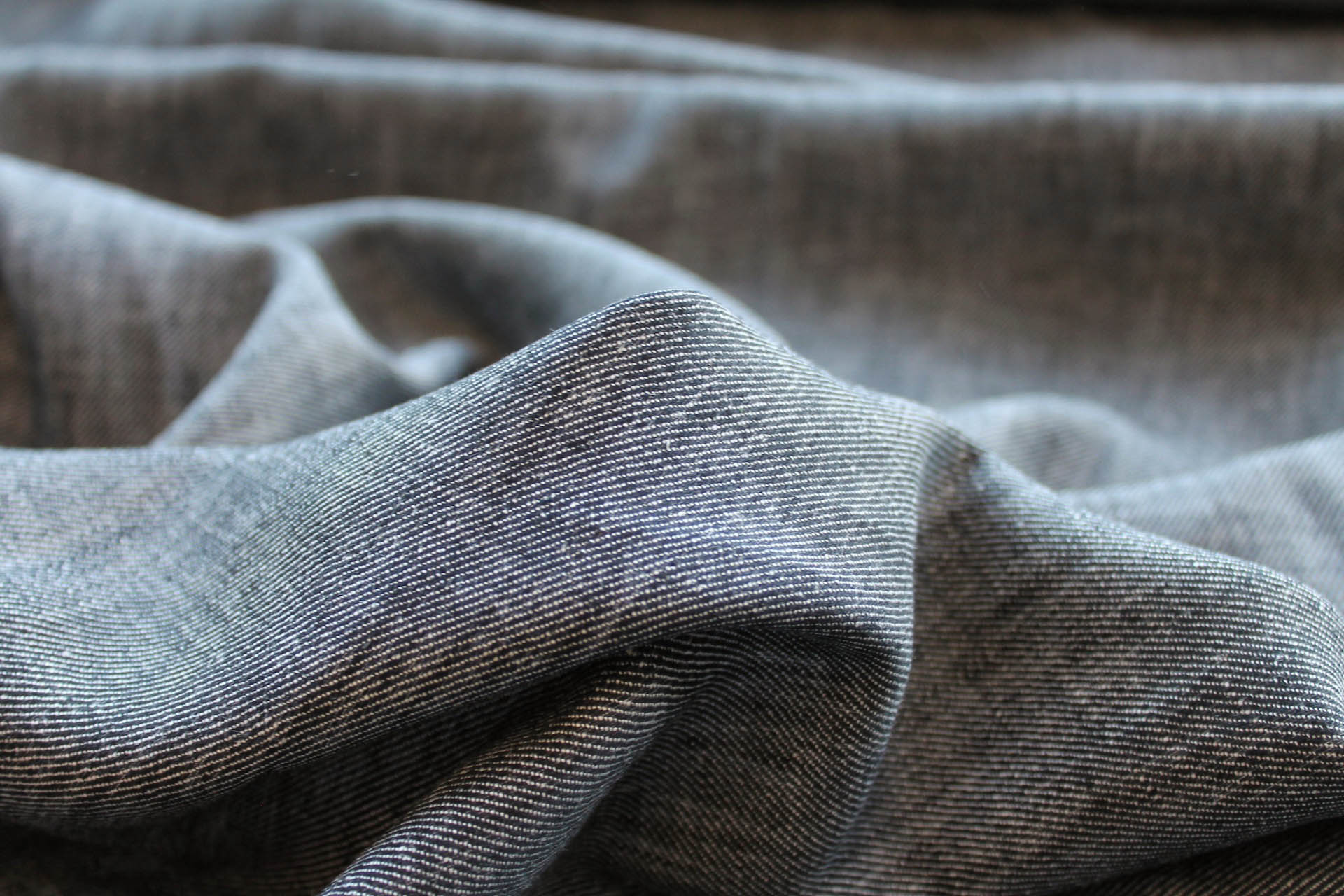 Lightweight Linen Twill - Black/White fabric, image 2 of 6