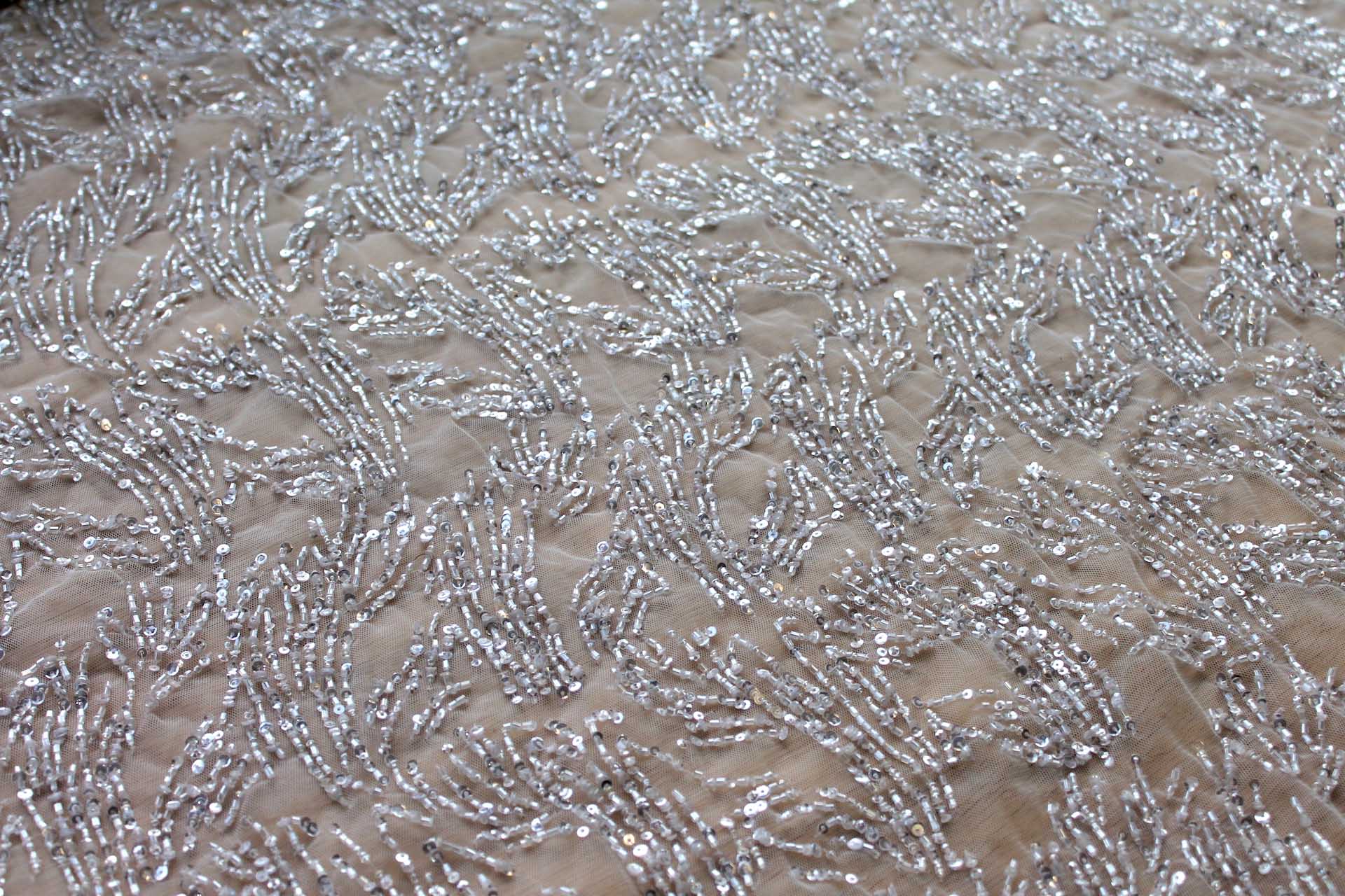 Clear Sequins and Beads on Tulle fabric, image 2 of 7