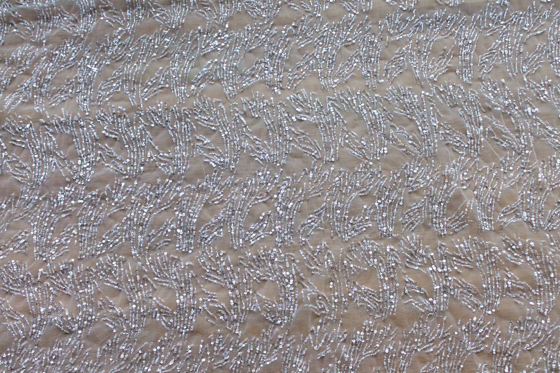 Clear Sequins and Beads on Tulle fabric, image 3 of 7