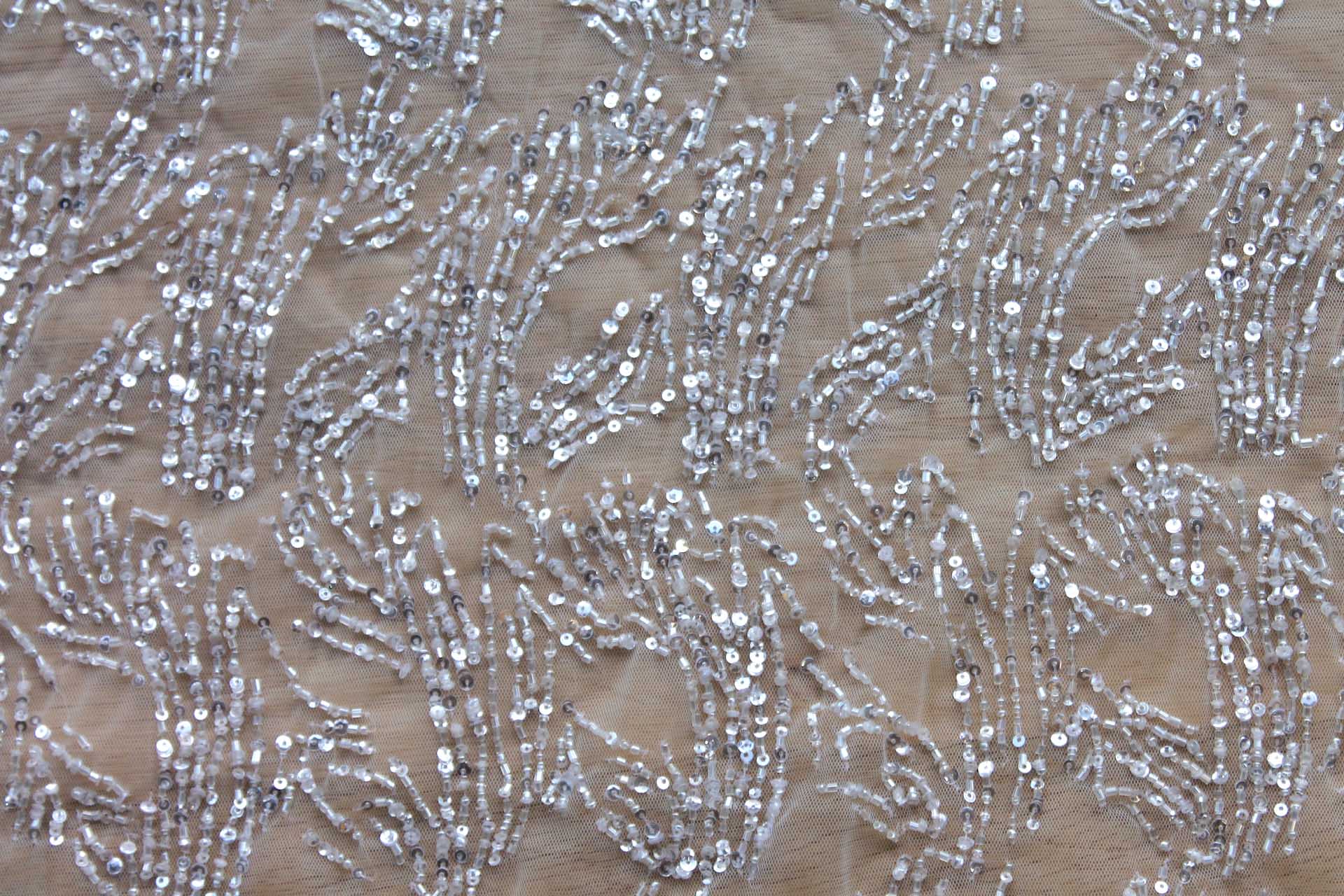 Clear Sequins and Beads on Tulle fabric, image 4 of 7
