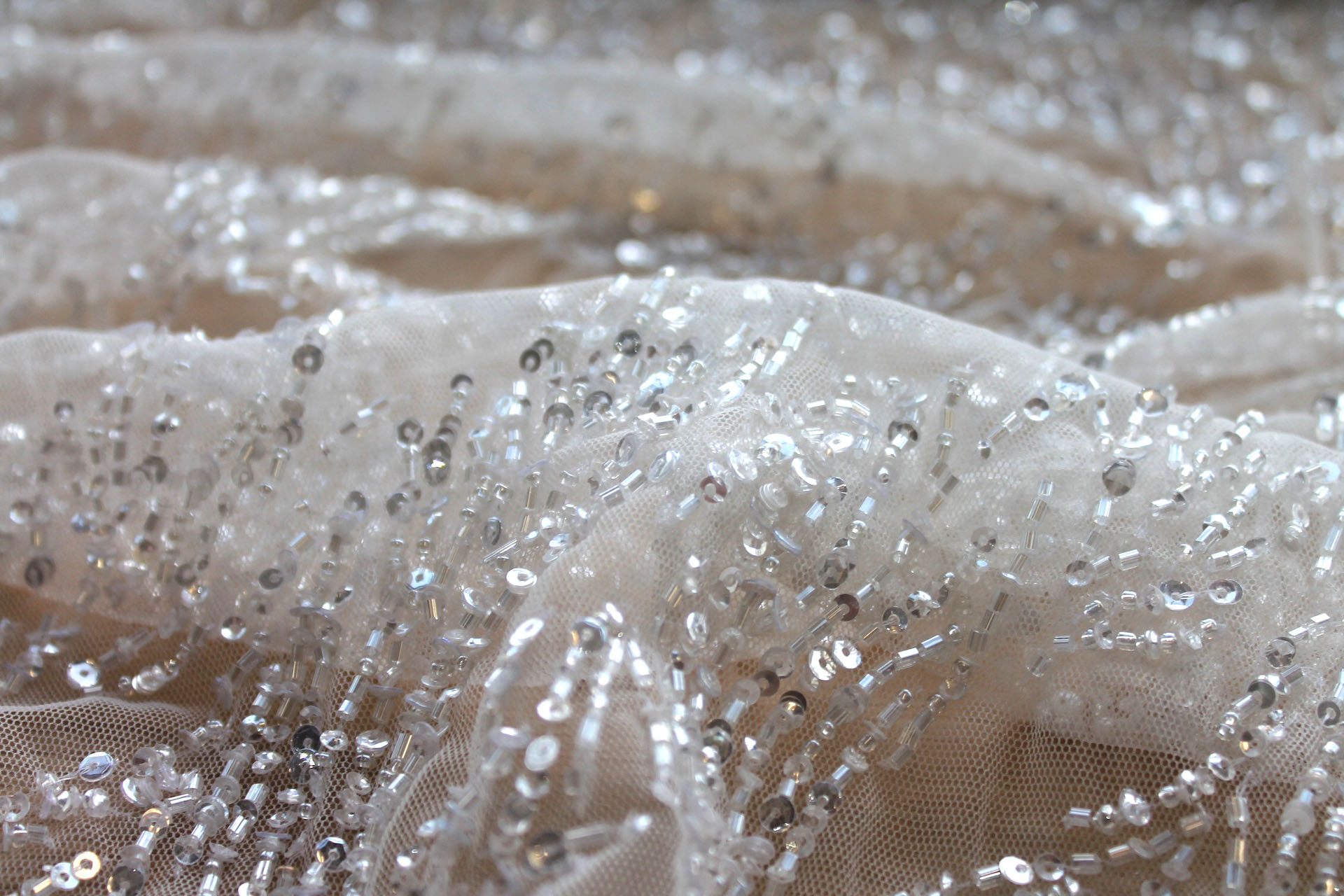 Clear Sequins and Beads on Tulle fabric, image 5 of 7