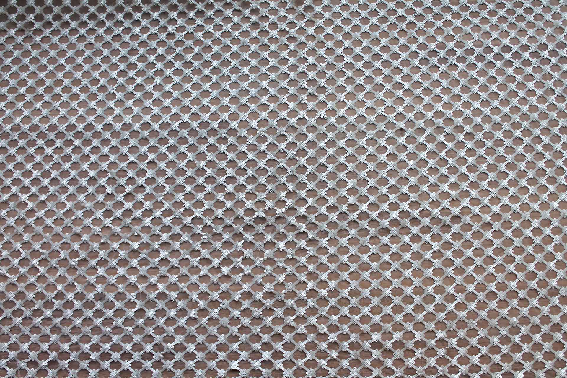 White Sequin Check on Tulle fabric, image 3 of 7