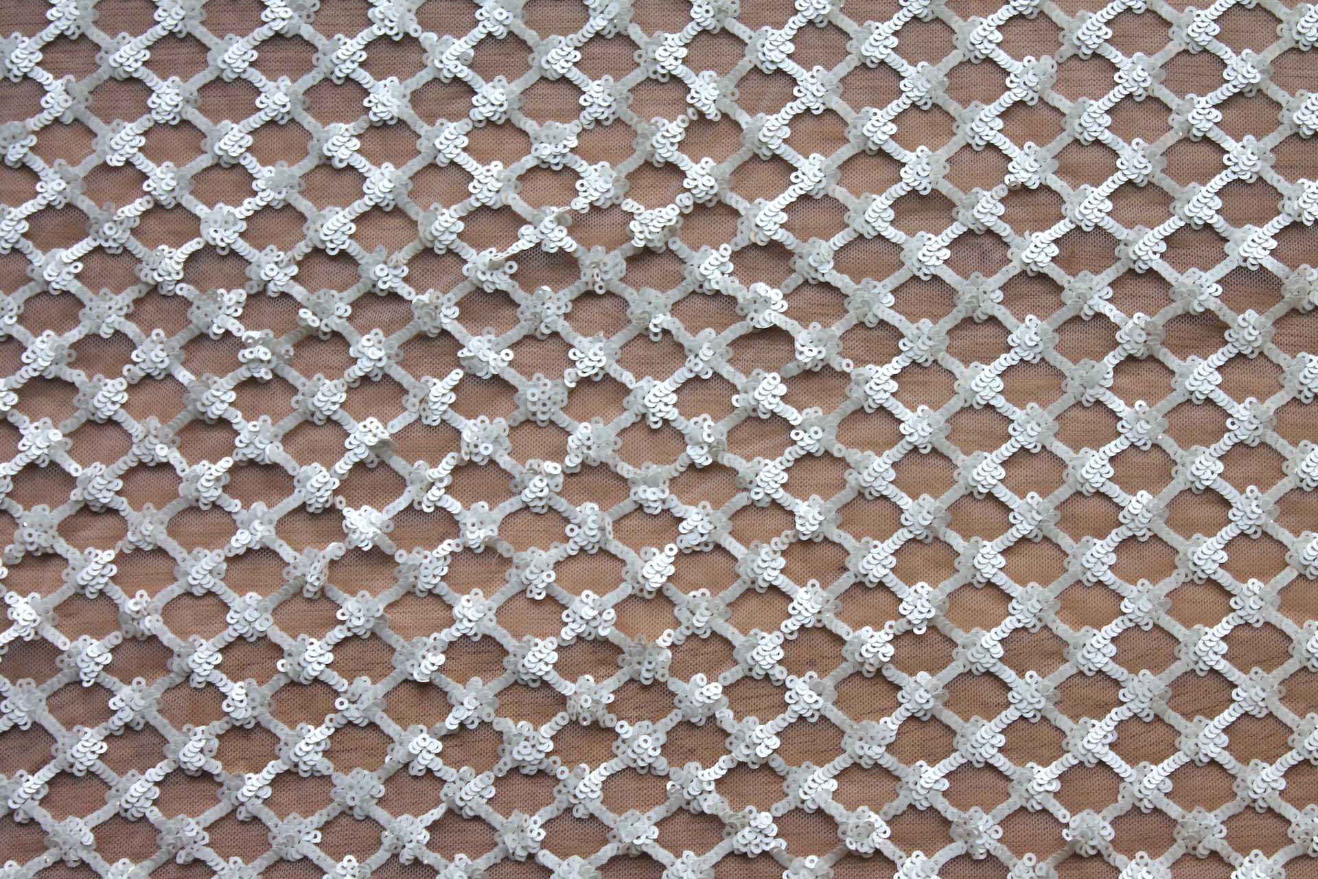 White Sequin Check on Tulle fabric, image 4 of 7