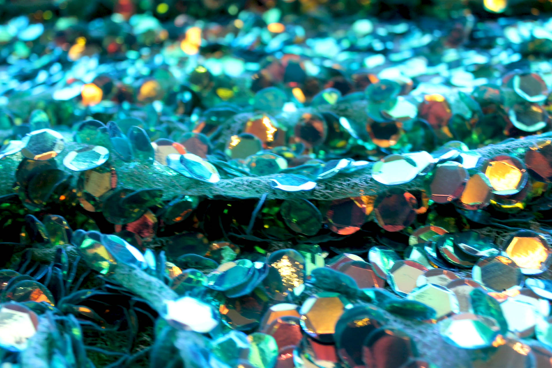 Iridescent Green Disc Sequin on Mesh fabric, image 3 of 8