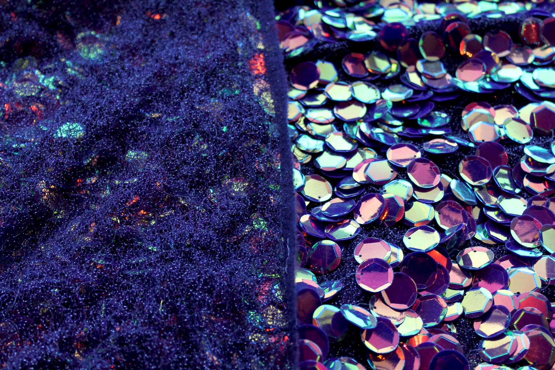 Iridescent Purple Disc Sequin on Mesh fabric, image 3 of 8