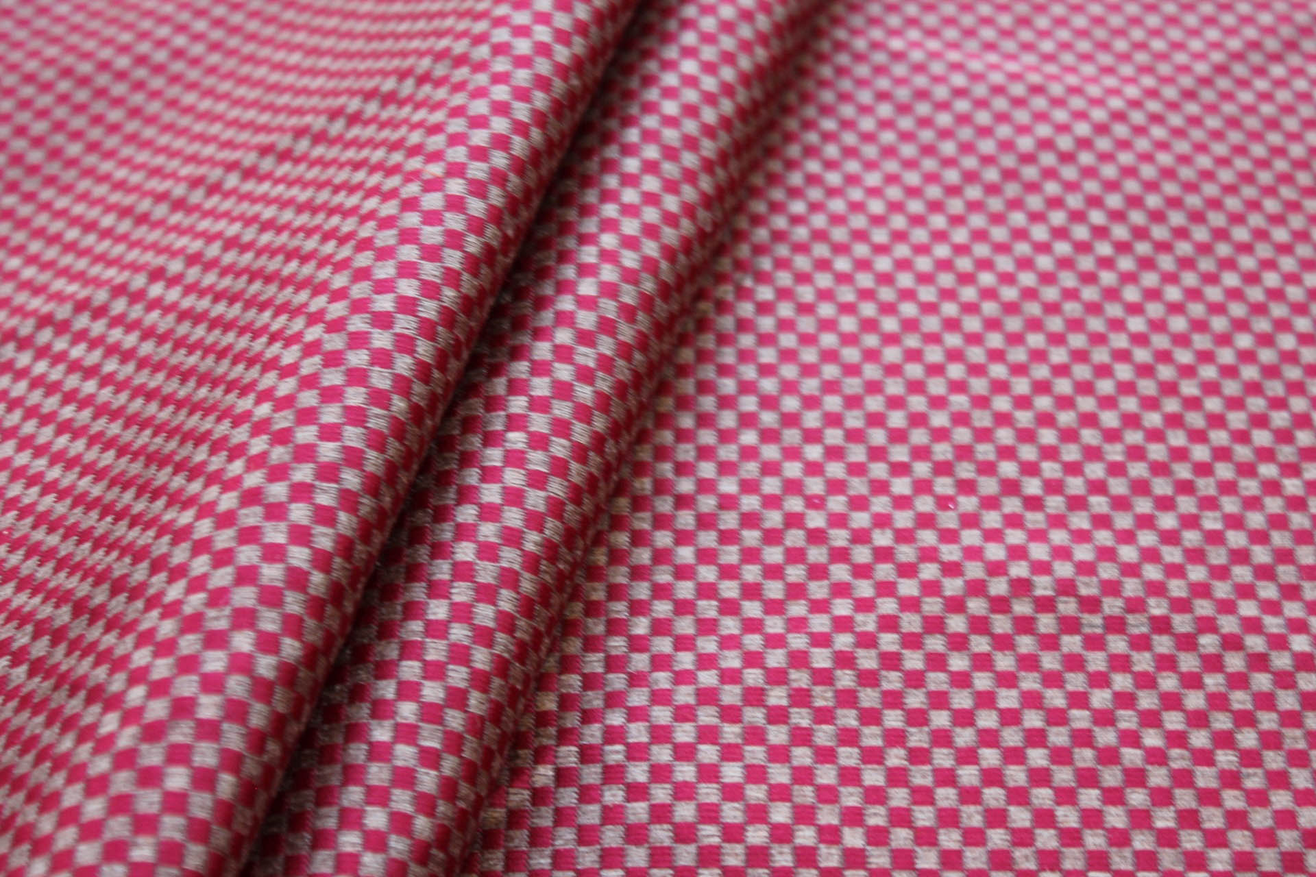 Red and Gold Small Check Brocade fabric, image 4 of 4