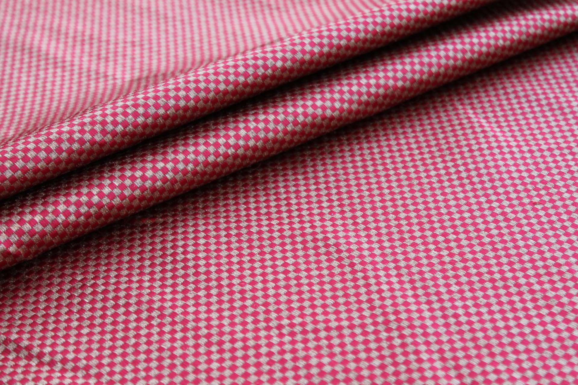 Red and Gold Small Check Brocade fabric