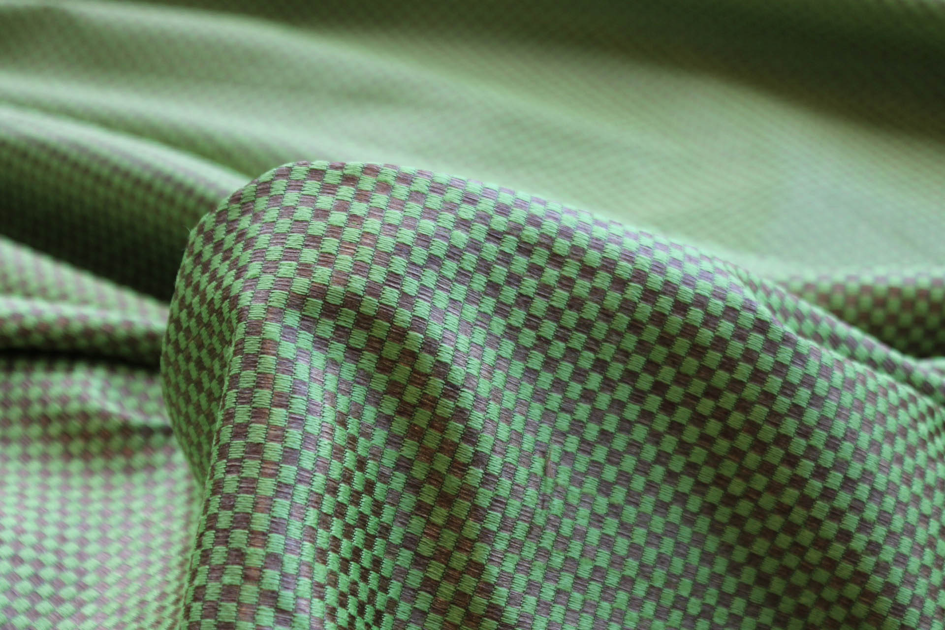Green and Gold Small Check Brocade fabric, image 3 of 5