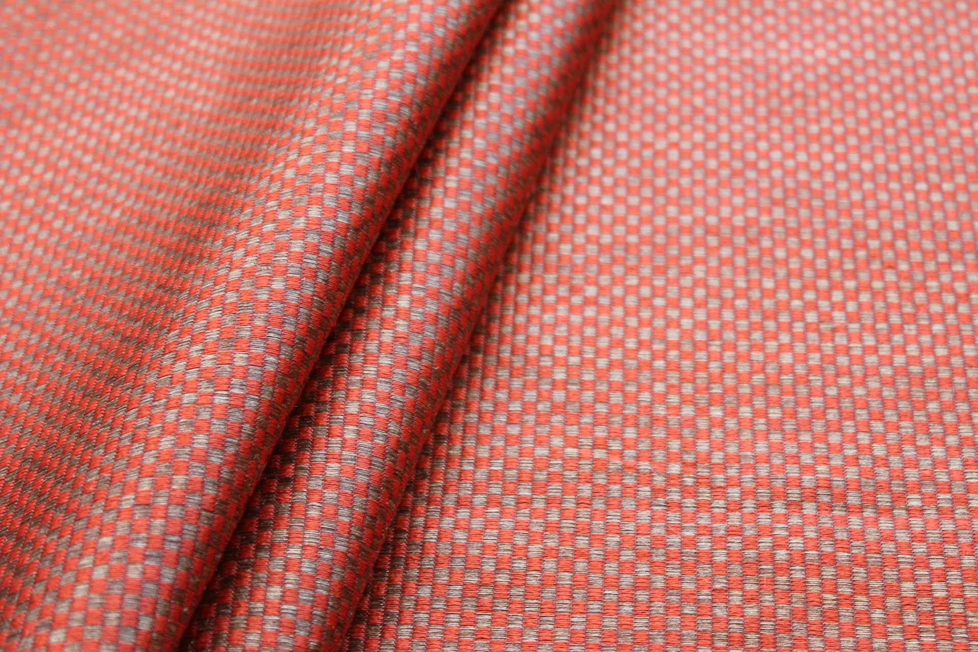 Orange and Gold Small Check Brocade fabric, image 5 of 5