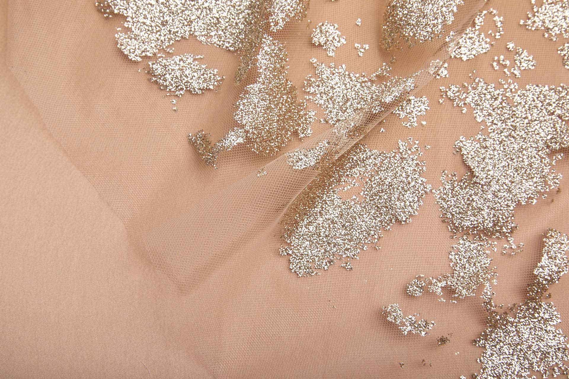 BACK IN STOCK - Glitter Splash Tulle - Nude/Gold fabric, image 2 of 9