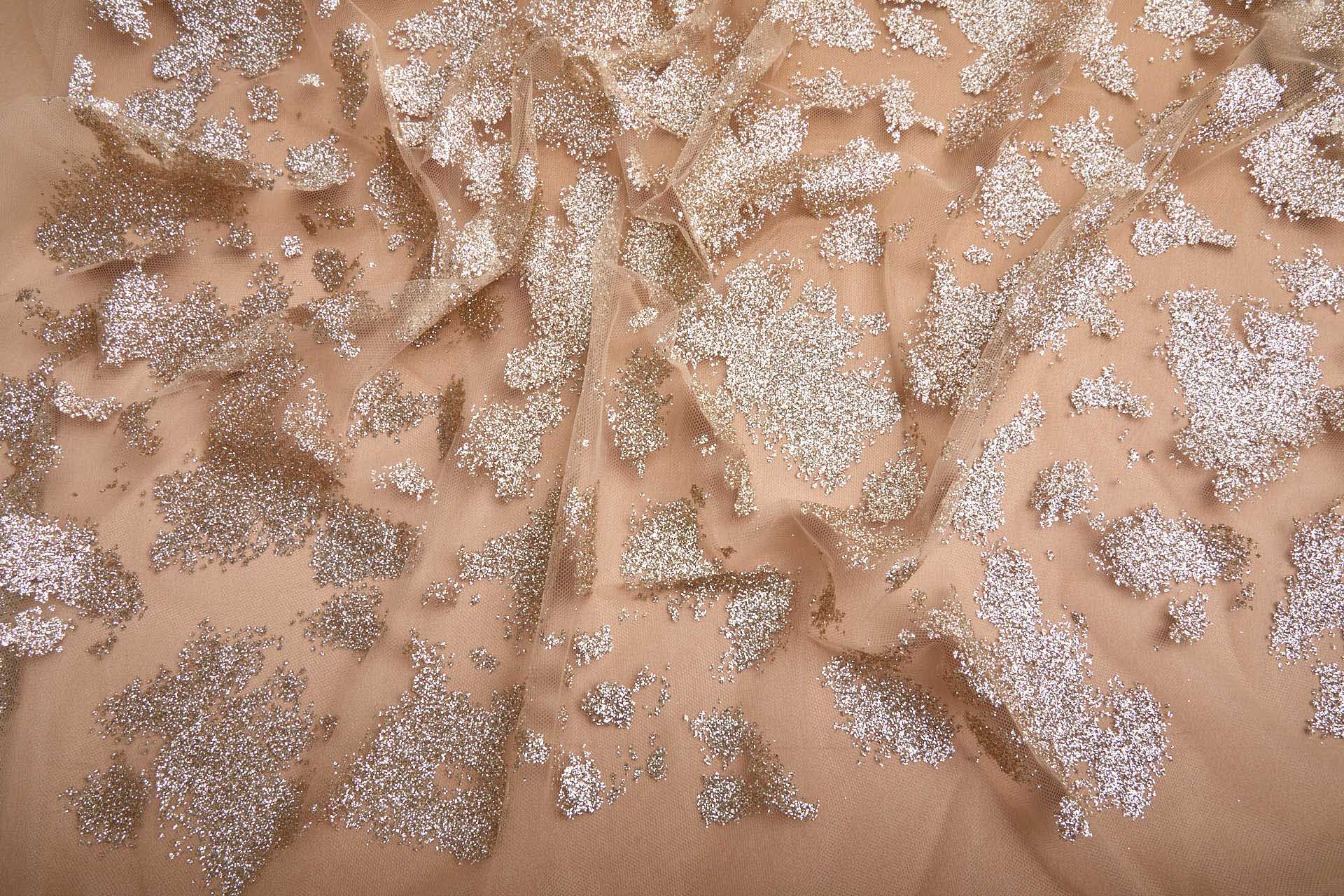 BACK IN STOCK - Glitter Splash Tulle - Nude/Gold fabric, image 4 of 9