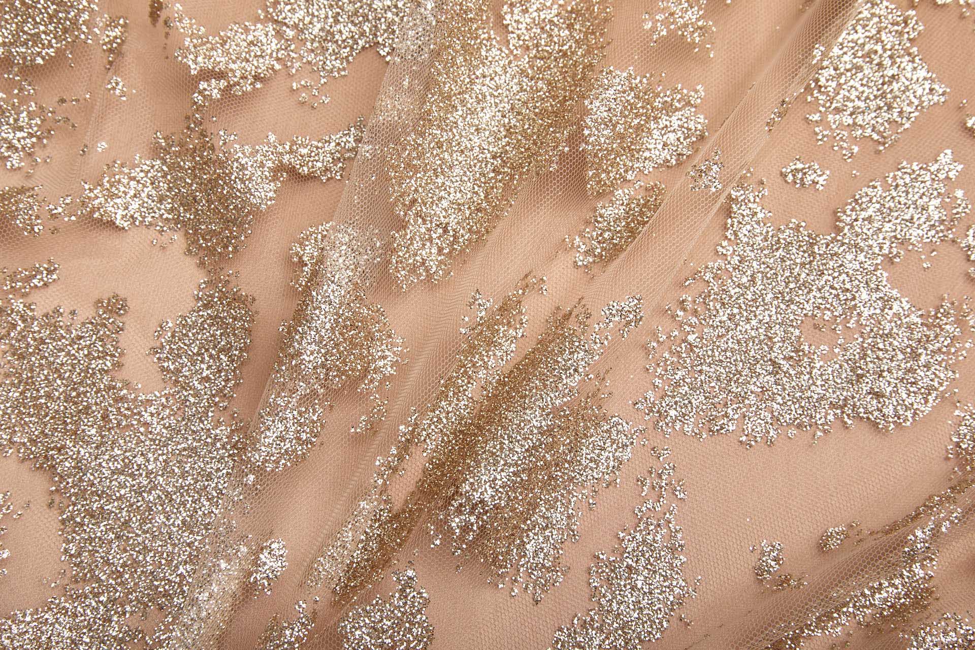 BACK IN STOCK - Glitter Splash Tulle - Nude/Gold fabric, image 6 of 9