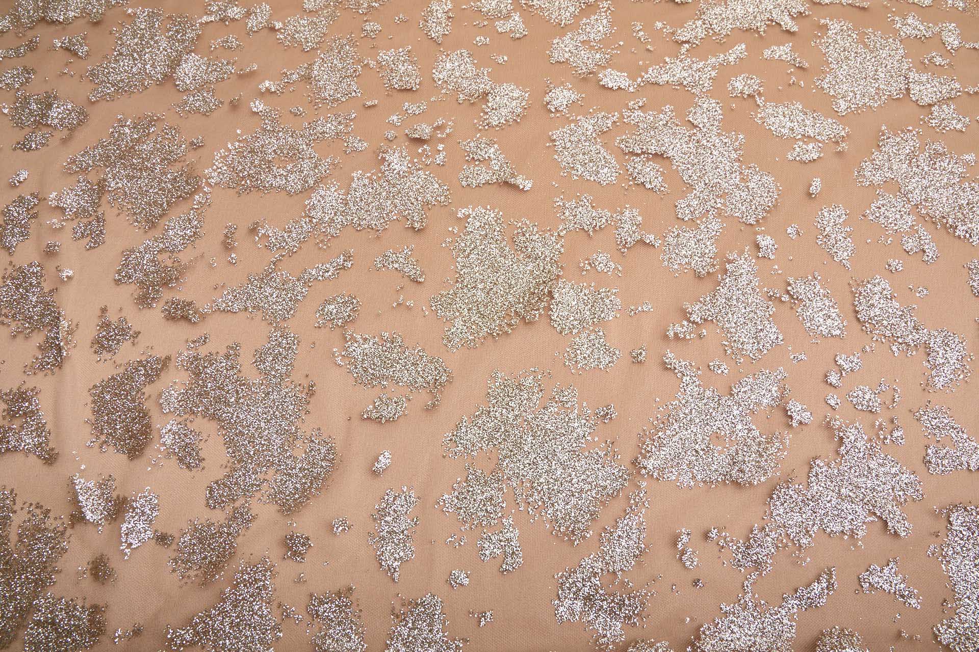 BACK IN STOCK - Glitter Splash Tulle - Nude/Gold fabric, image 8 of 9