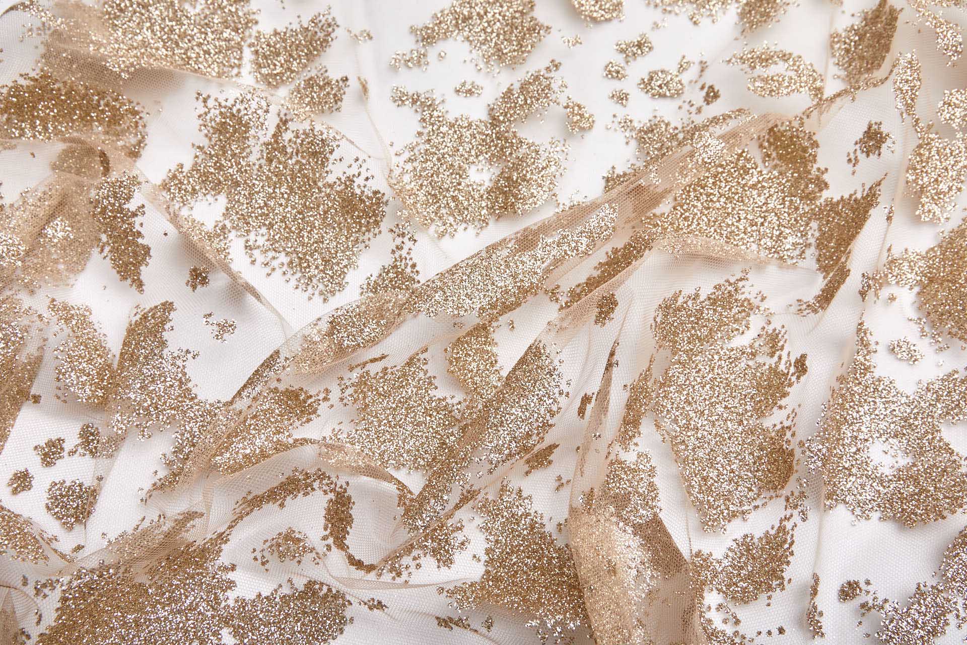 BACK IN STOCK - Glitter Splash Tulle - Nude/Gold fabric, image 5 of 9