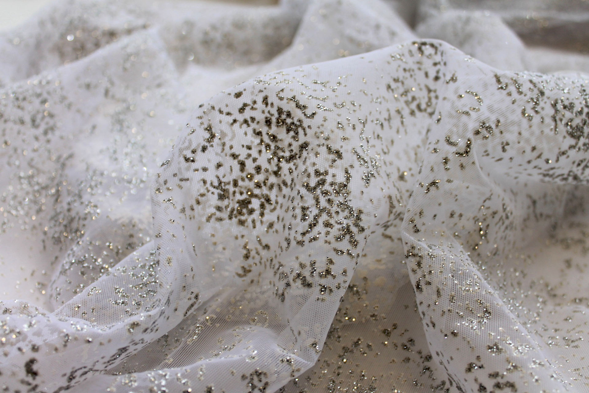 White Sheer Stretch Bodystocking w/Silver Glitter fabric, image 2 of 6
