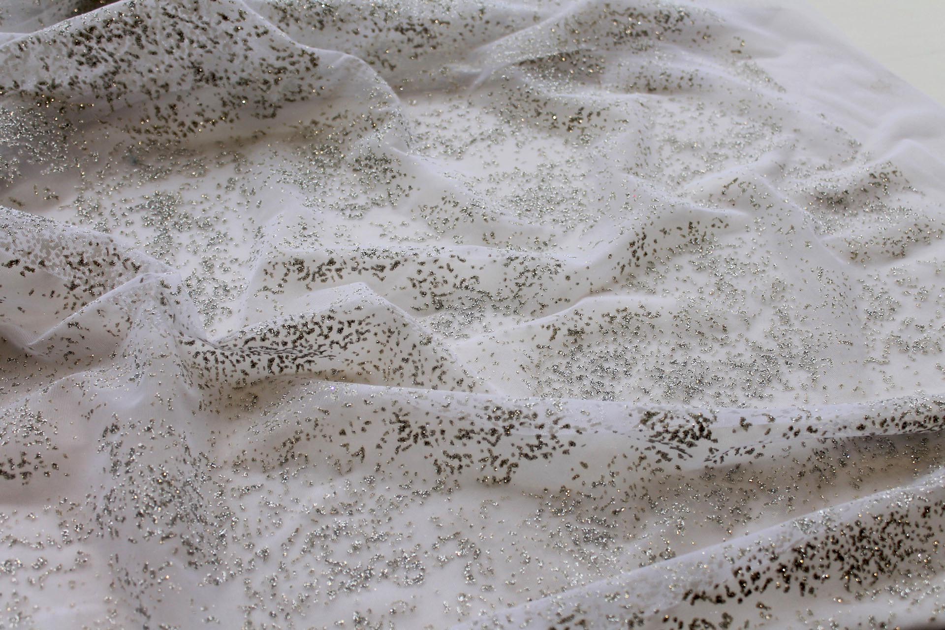 White Sheer Stretch Bodystocking w/Silver Glitter fabric, image 3 of 6