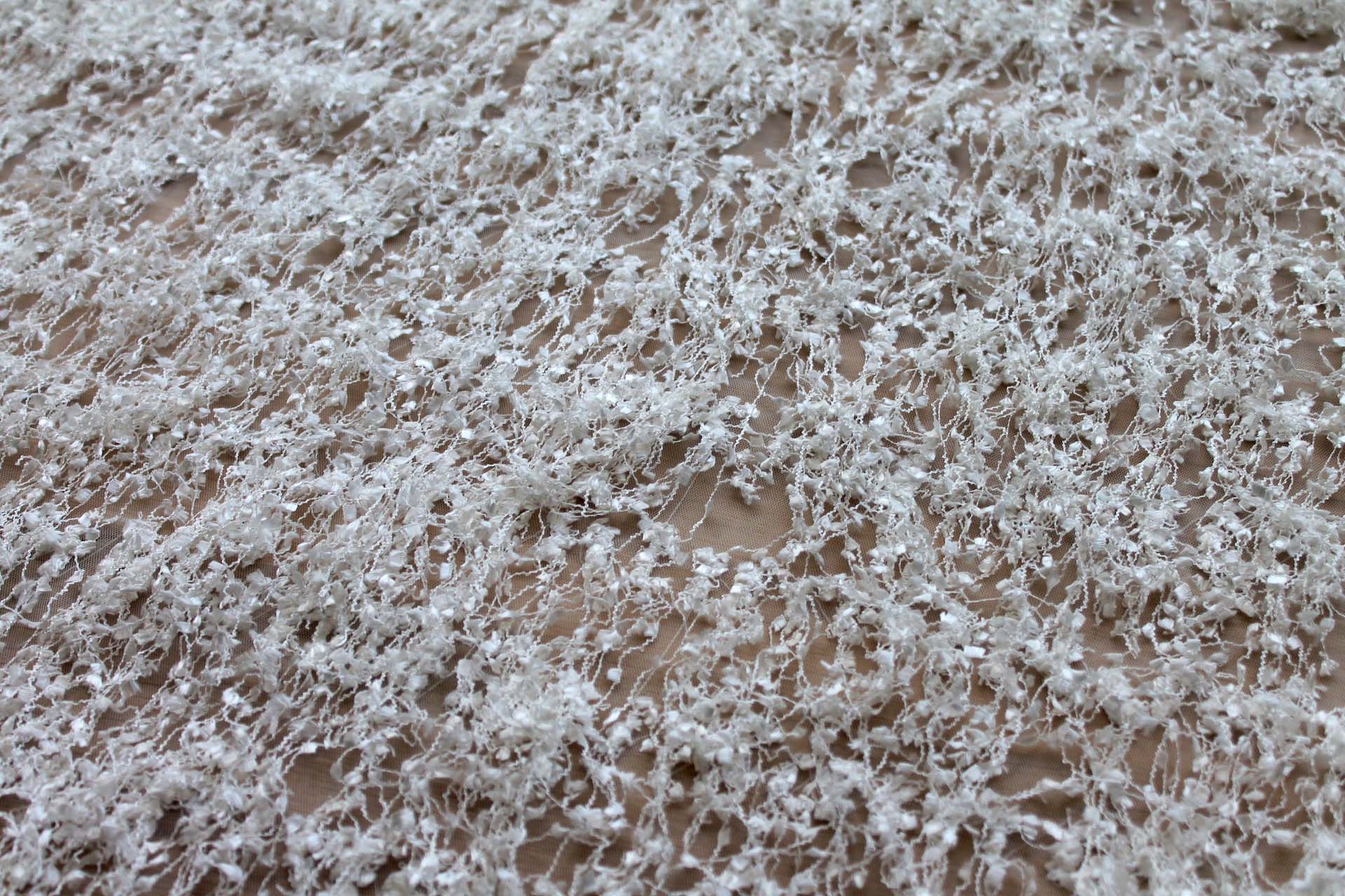 Chenille Tassels on Tulle - Ivory fabric, image 4 of 10
