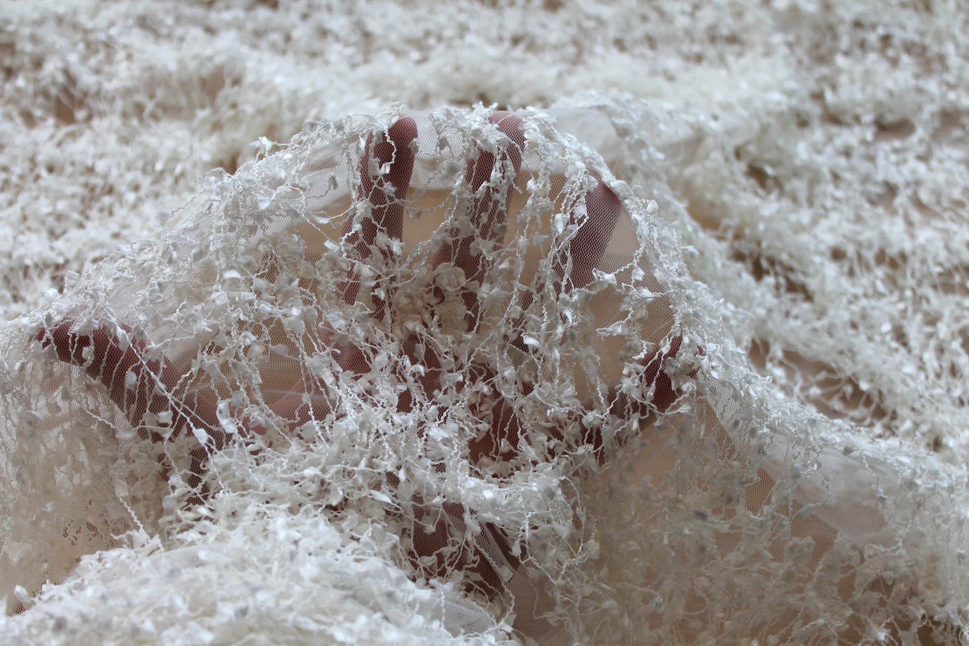 Chenille Tassels on Tulle - Ivory fabric, image 6 of 10