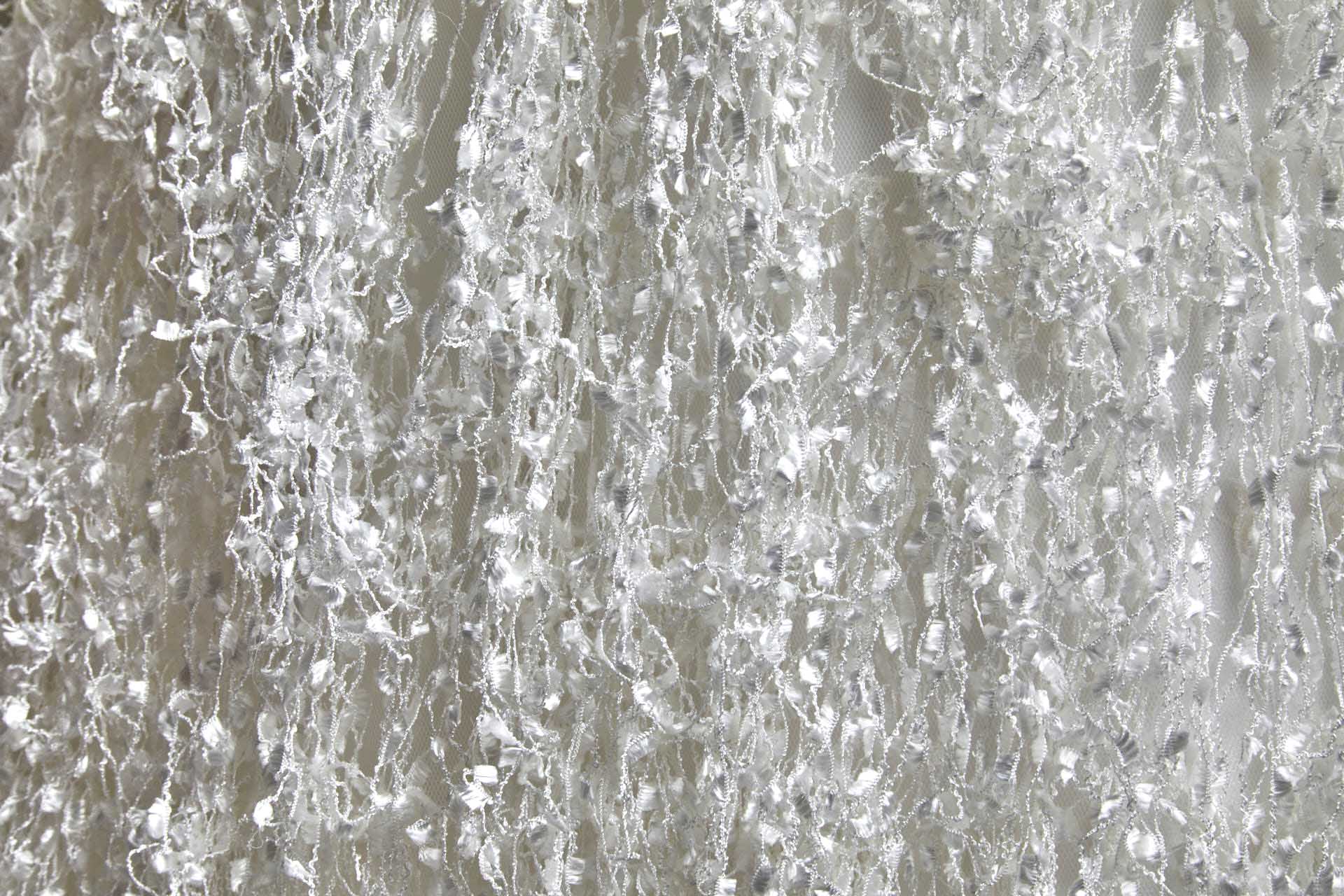 Chenille Tassels on Tulle - Ivory fabric, image 7 of 10