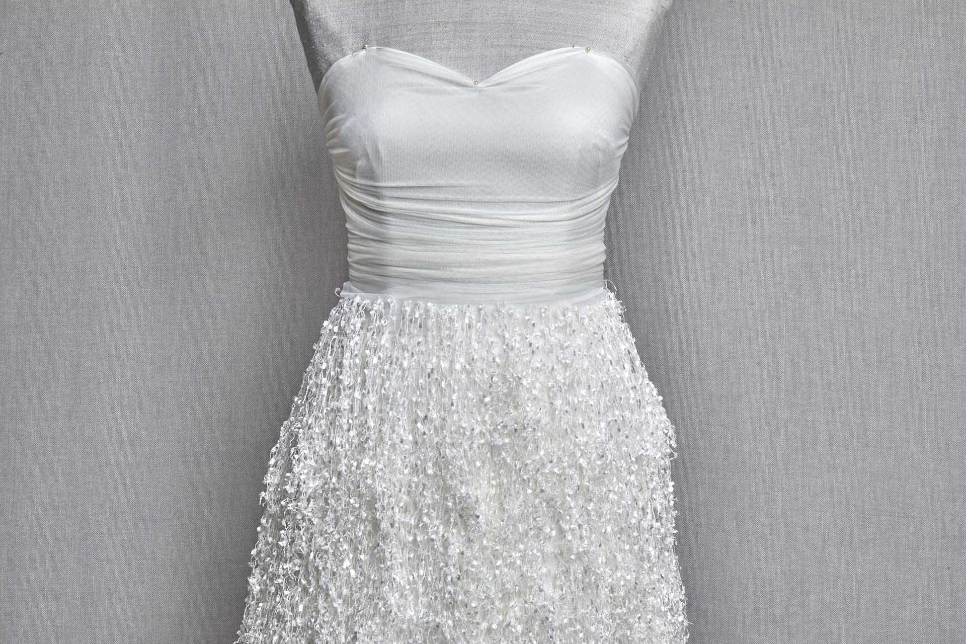 Chenille Tassels on Tulle - Ivory fabric, image 9 of 10