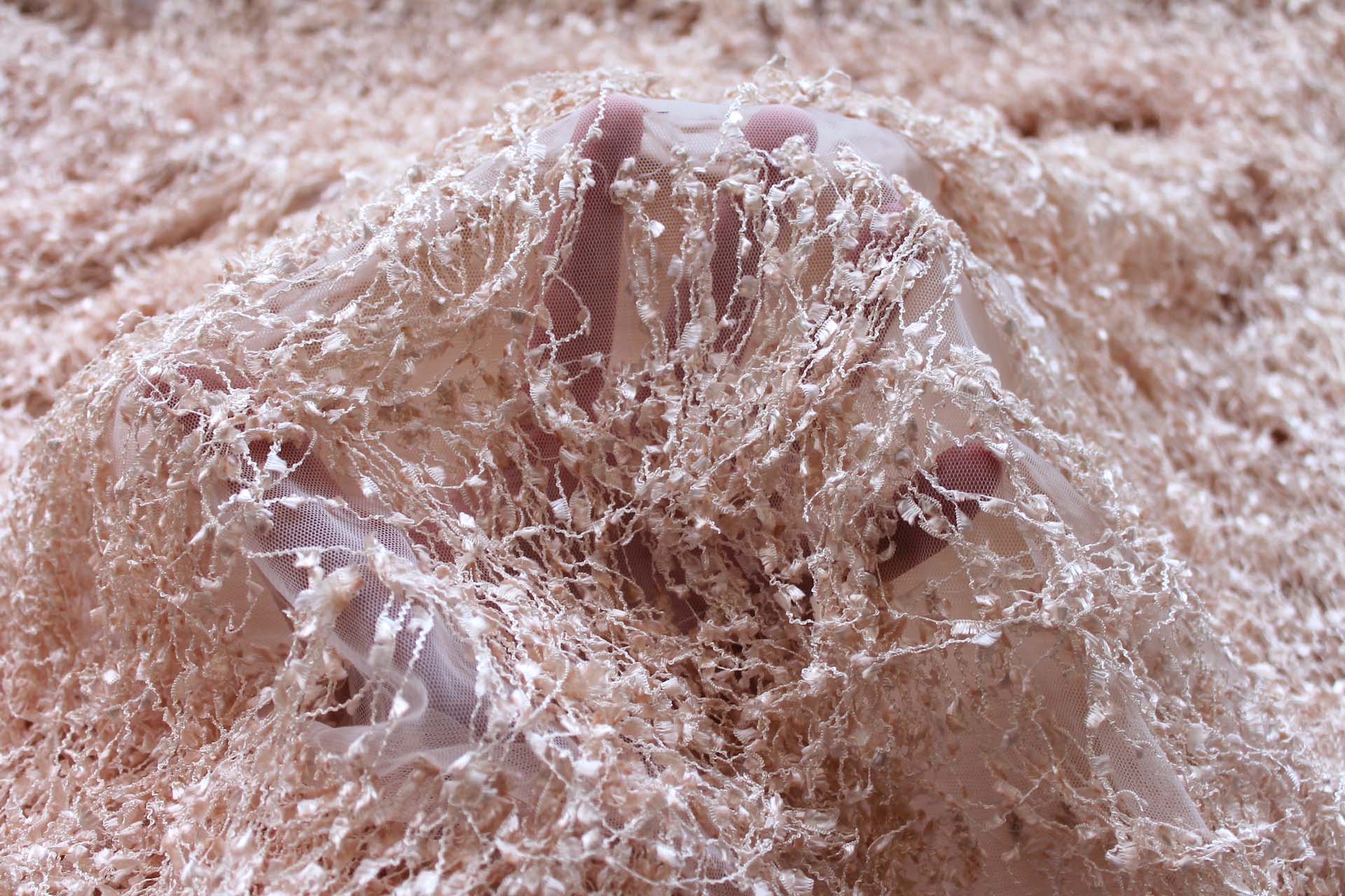 Chenille Tassels on Tulle - Blush fabric, image 4 of 6
