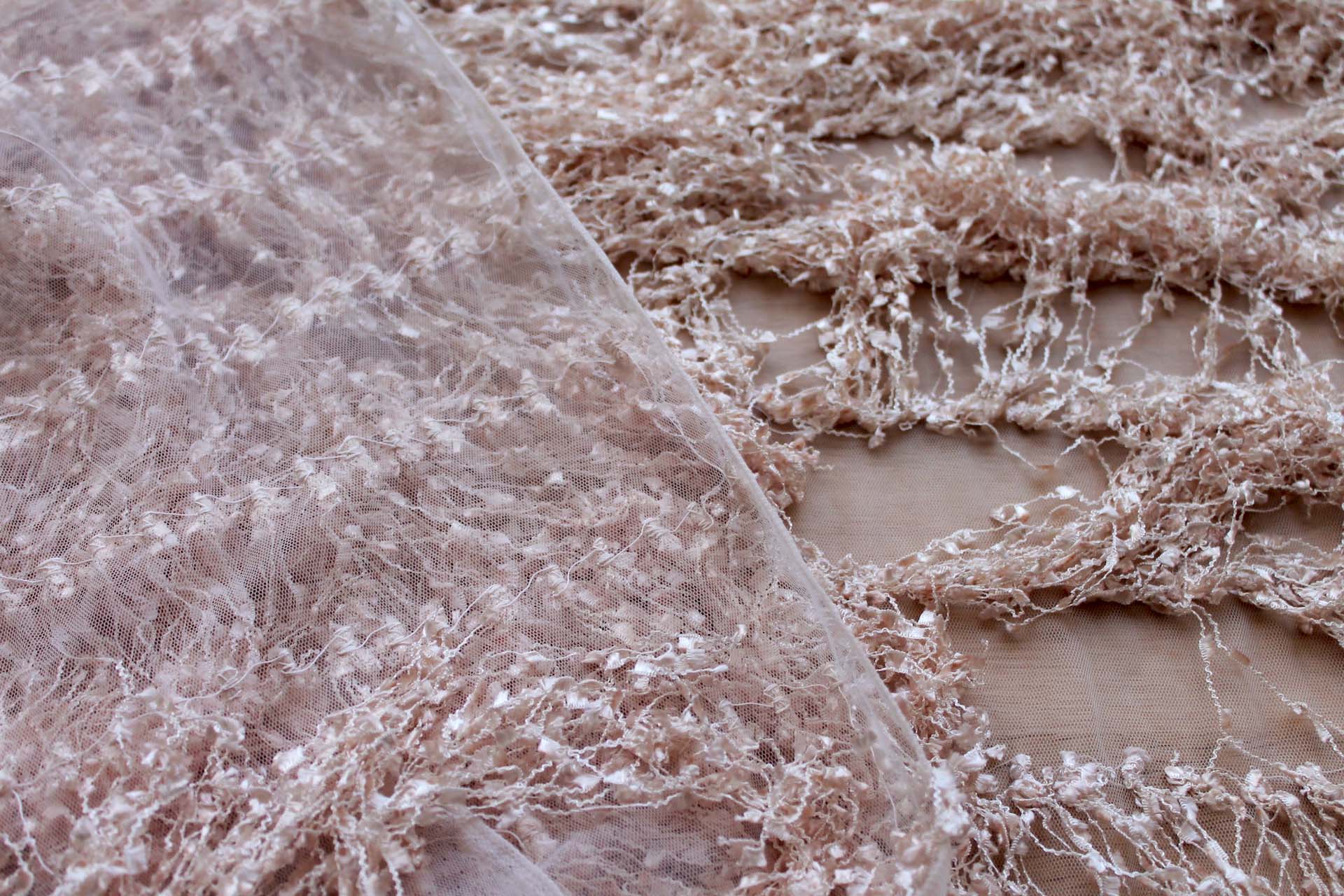 Chenille Tassels on Tulle - Blush fabric, image 6 of 6