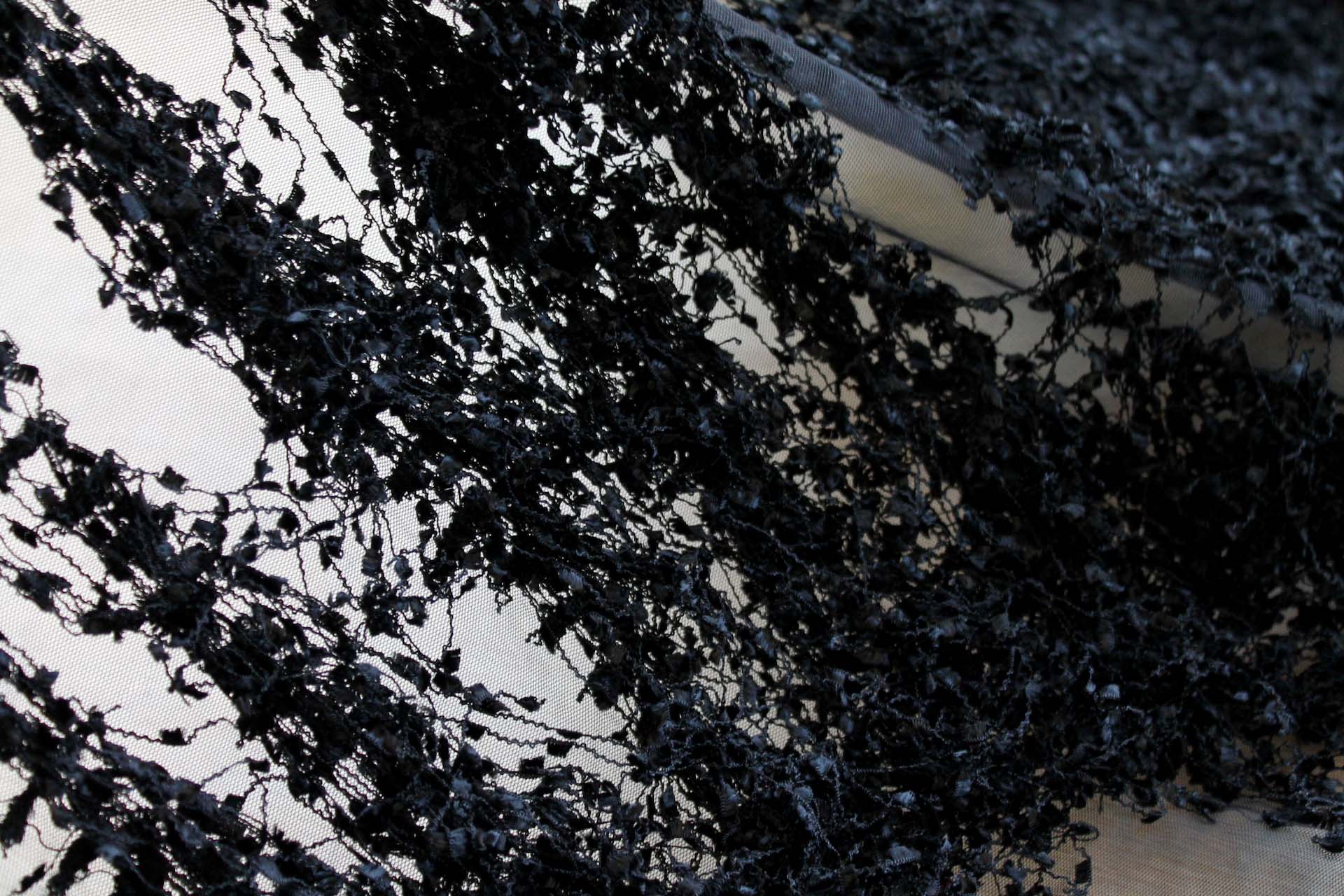 Chenille Tassels on Tulle - Black fabric, image 3 of 7