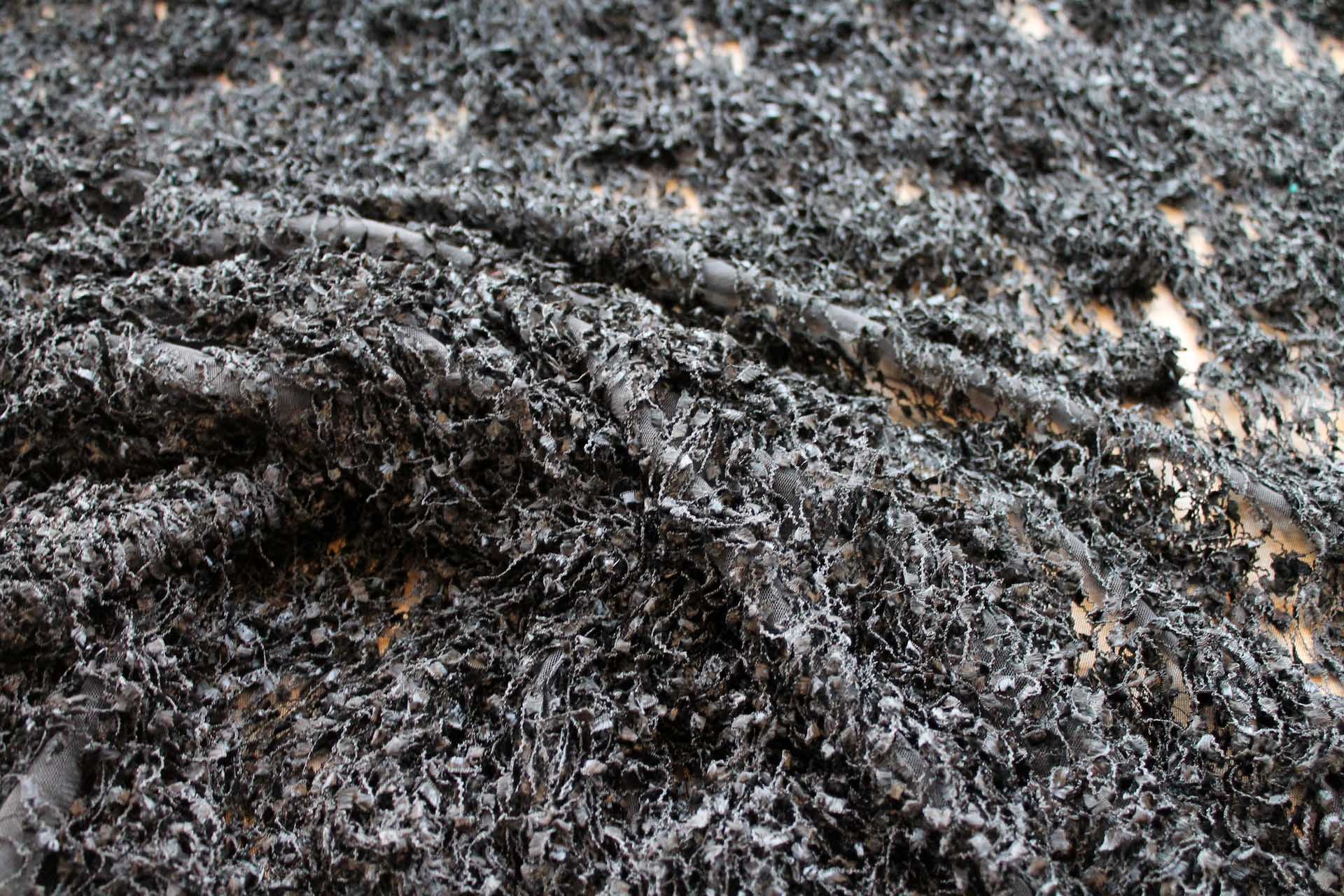 Chenille Tassels on Tulle - Black fabric, image 5 of 7