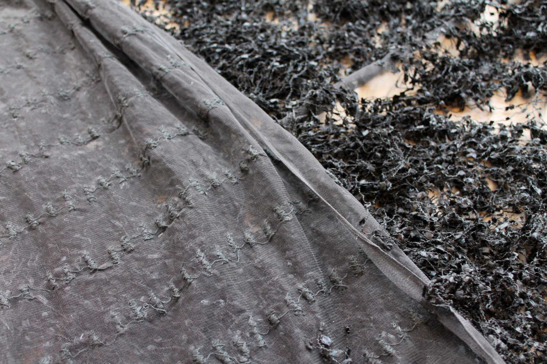 Chenille Tassels on Tulle - Black fabric, image 7 of 7