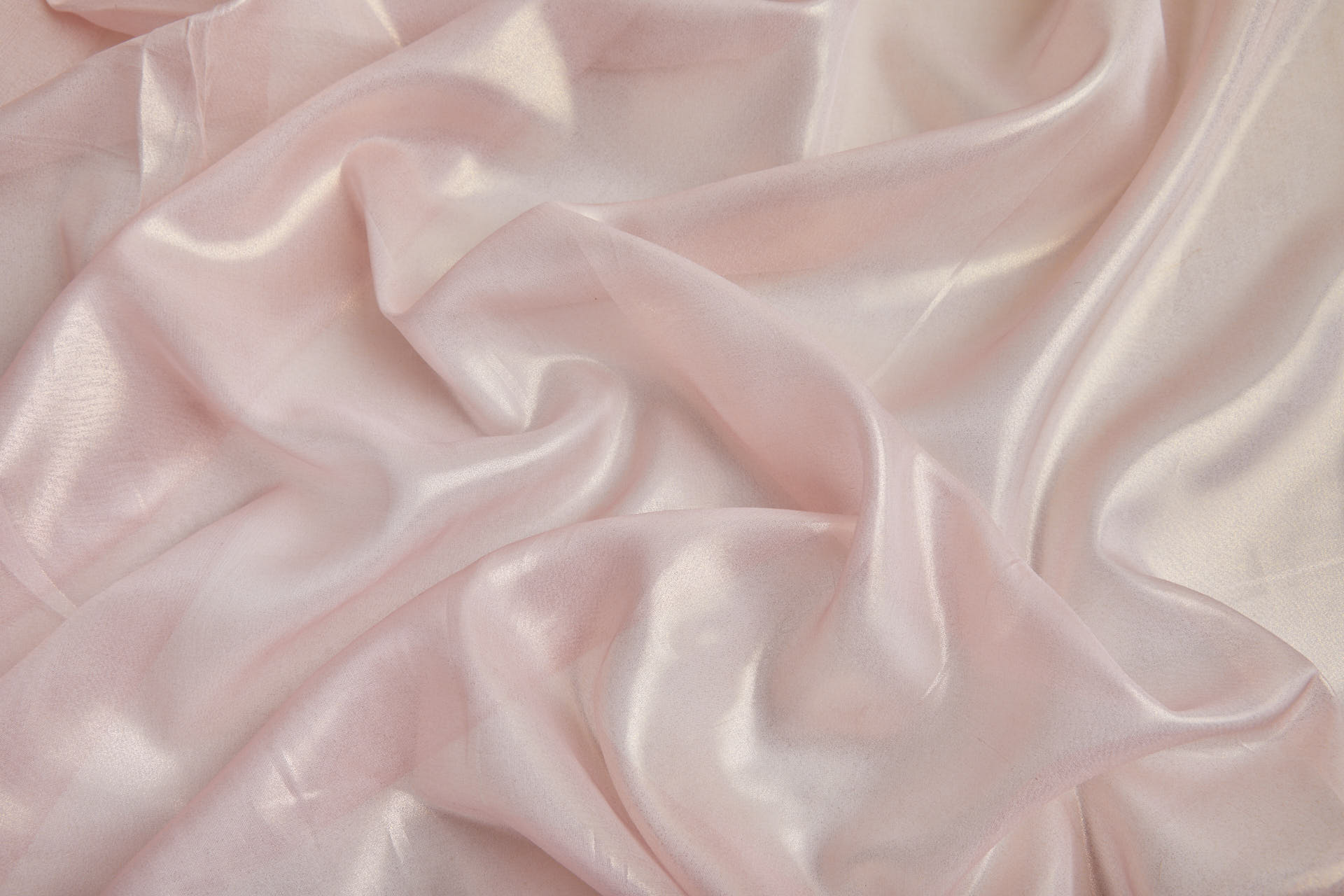 Foil Printed Silk Chiffon - Gold on Pale Pink fabric, image 3 of 7
