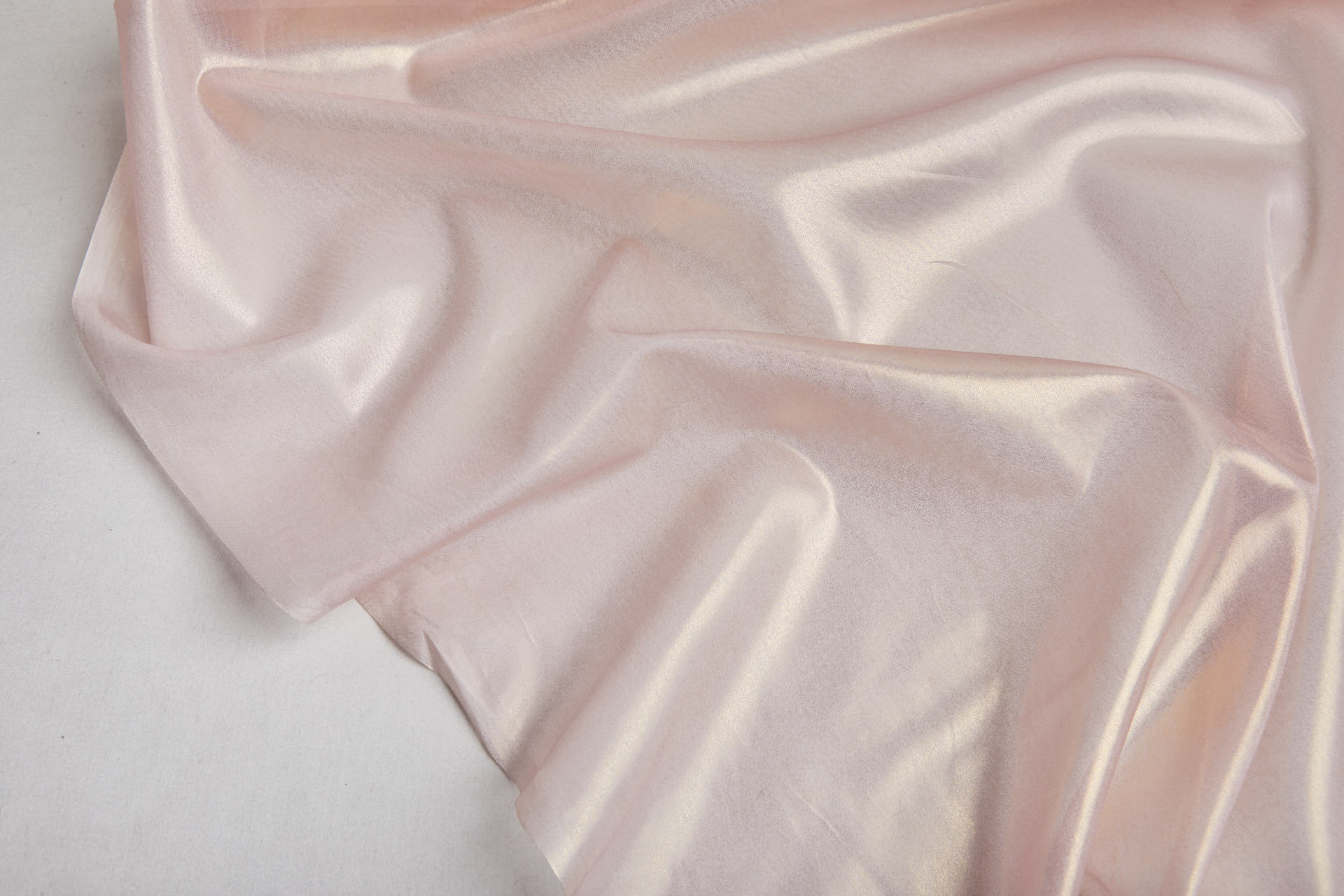 Foil Printed Silk Chiffon - Gold on Pale Pink fabric, image 5 of 7