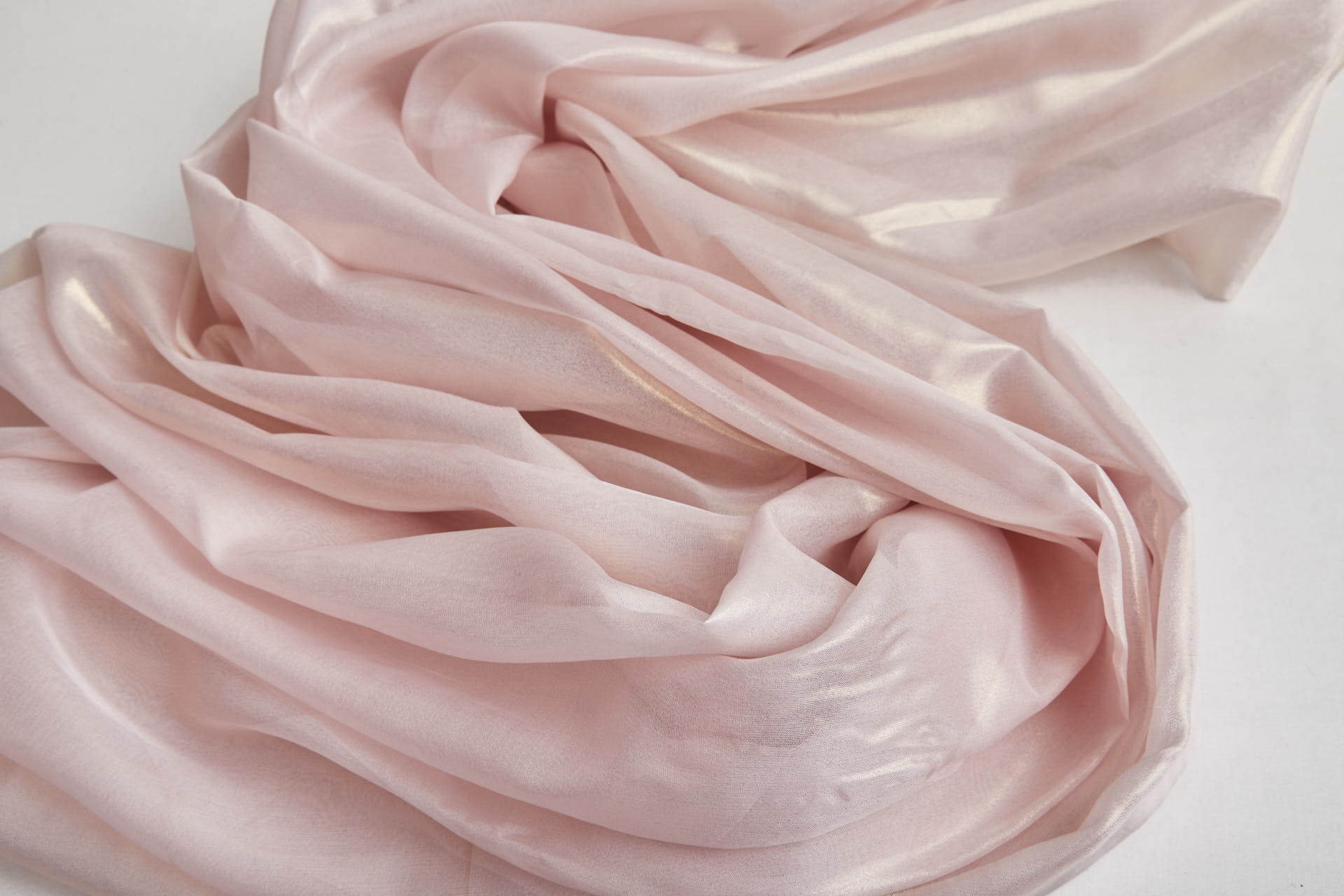 Foil Printed Silk Chiffon - Gold on Pale Pink fabric, image 2 of 7
