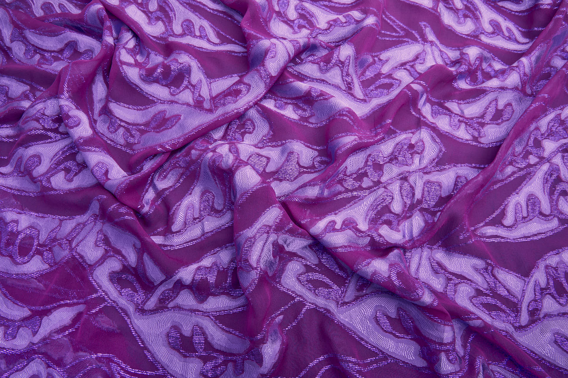 Cut-back Silk Lurex Chiffon - Violet fabric, image 3 of 8