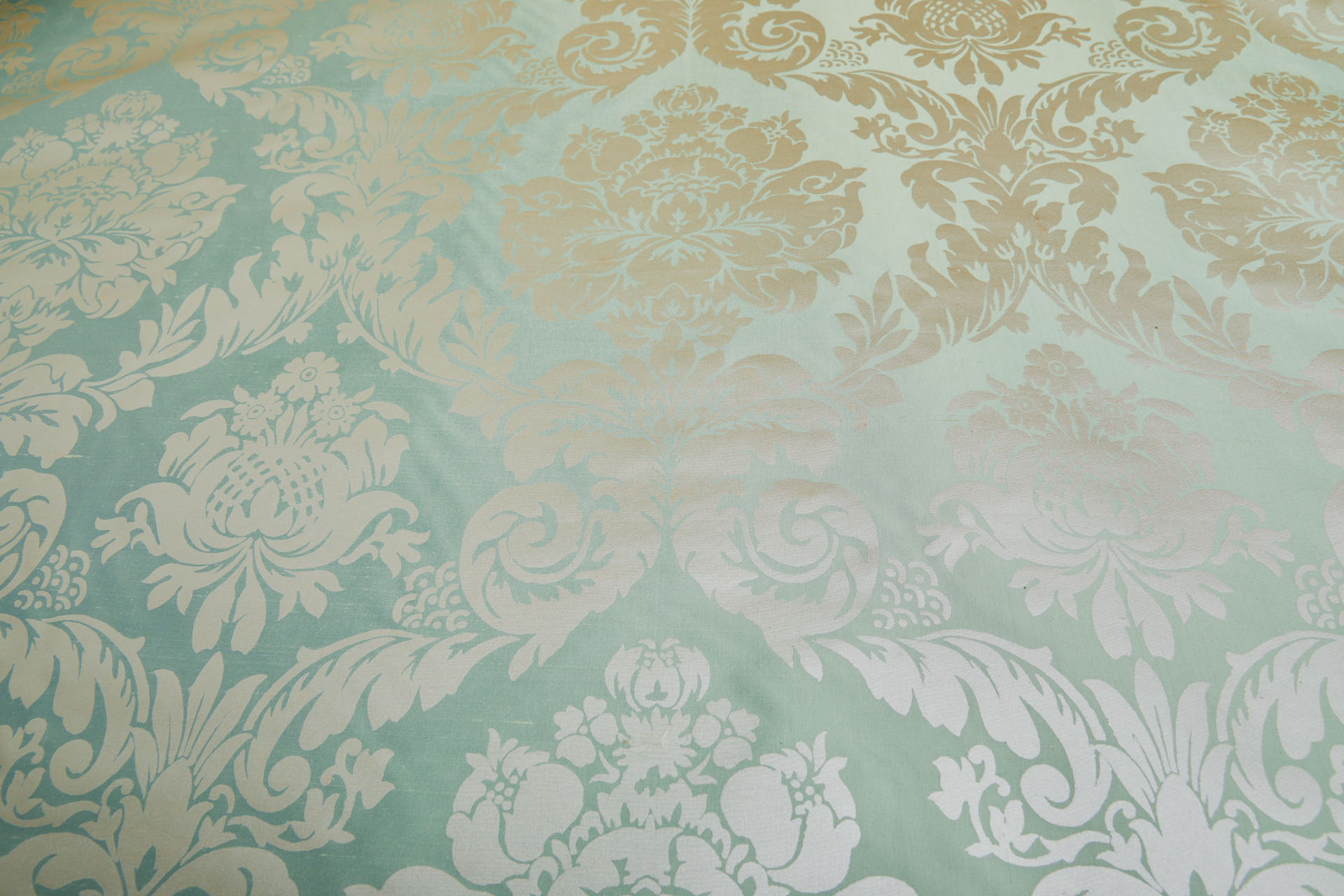 Rococo Printed Silk Dupion - Green fabric, image 7 of 7